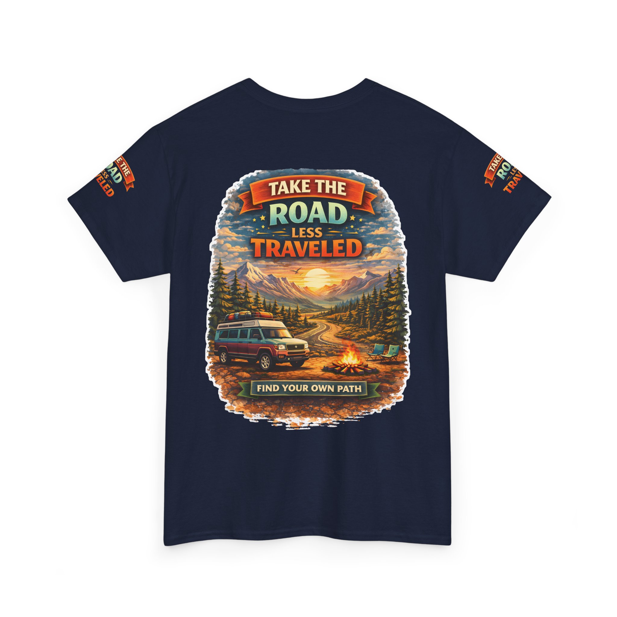 Unisex Heavy Cotton Tee — "Take The Road Less Traveled" Design Scenic-Line