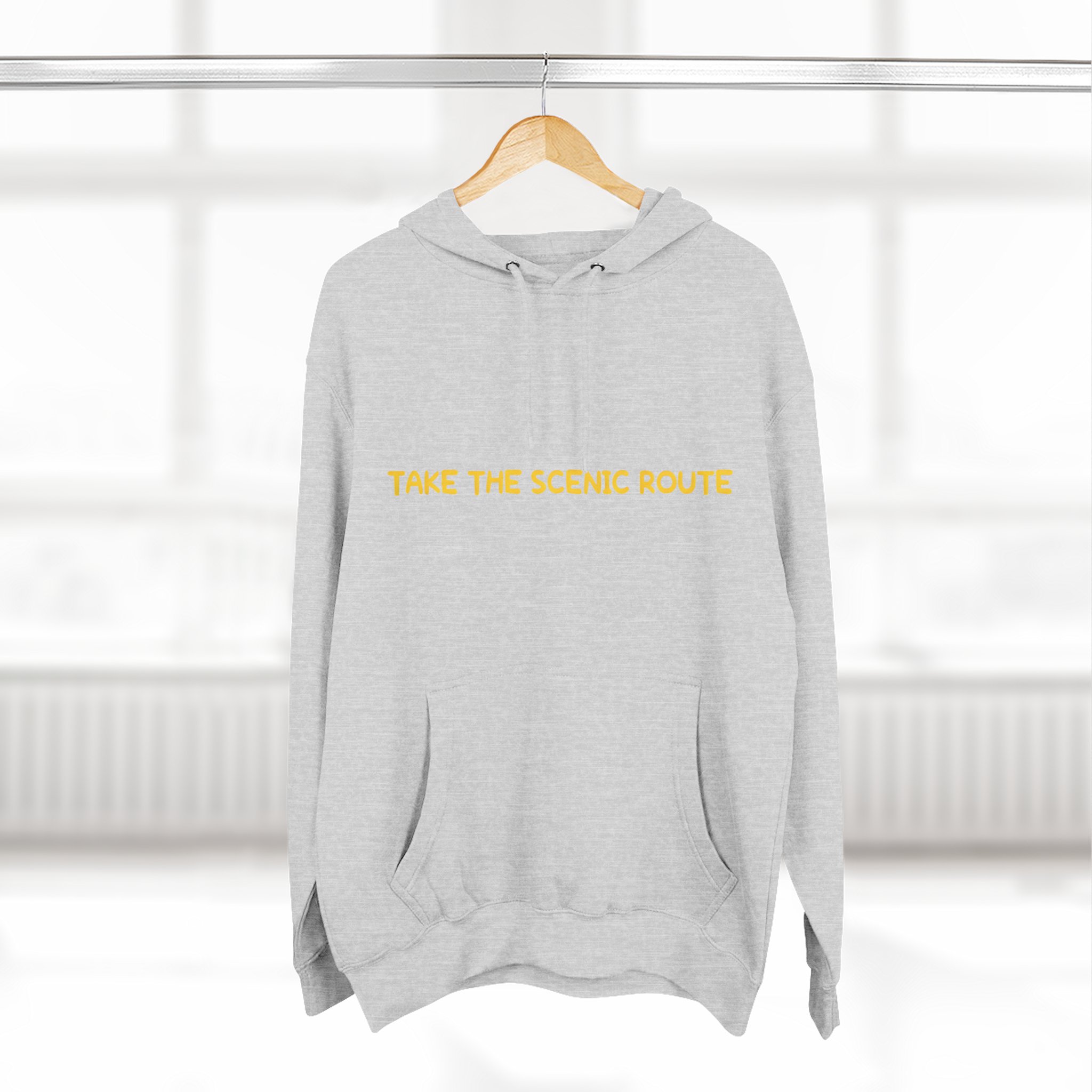 Three-Panel Fleece Hoodie - "Take The Scenic Route" Design Sitcom-Line