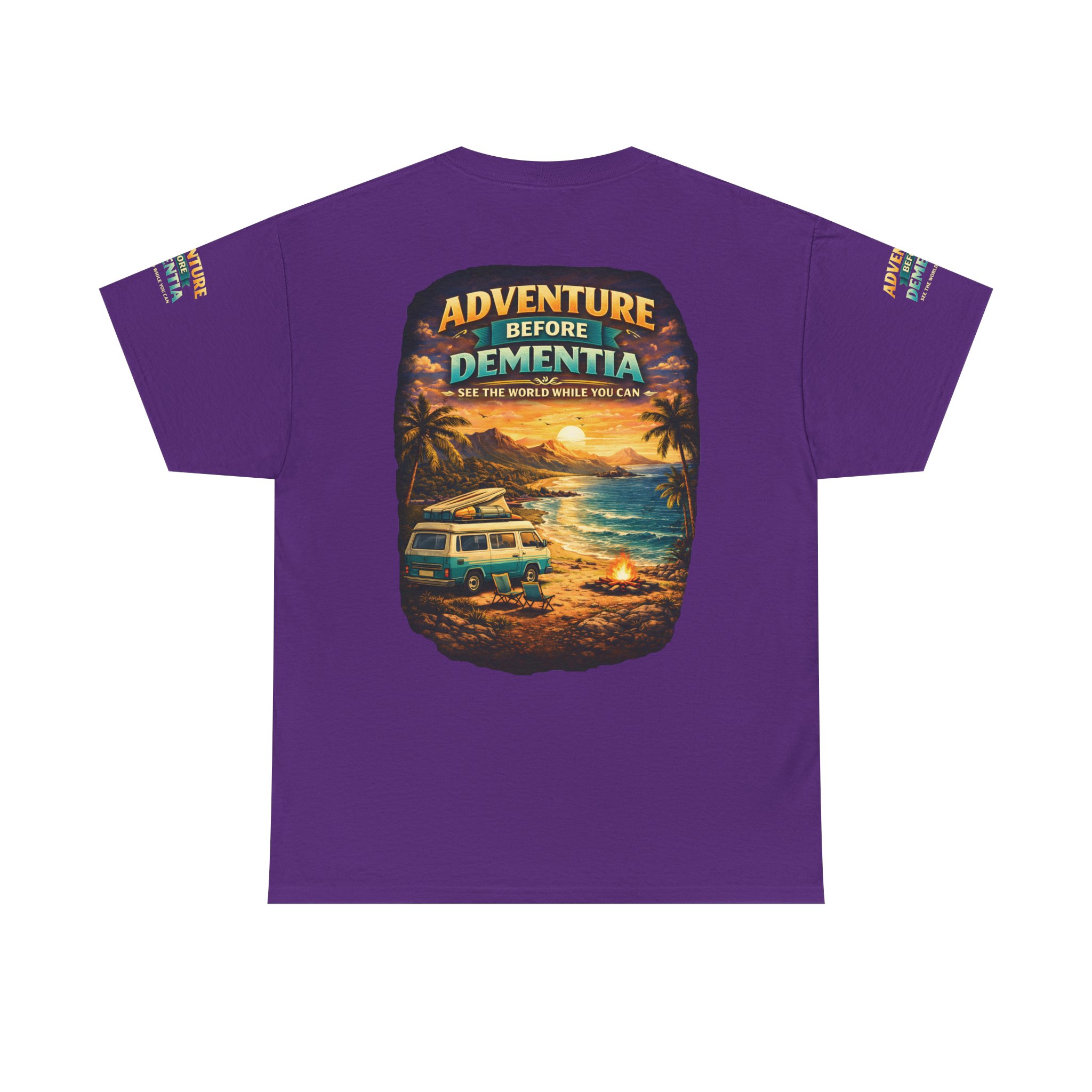 Unisex Heavy Cotton Tee — "Adventure Before Dementia" Design Scenic-Line