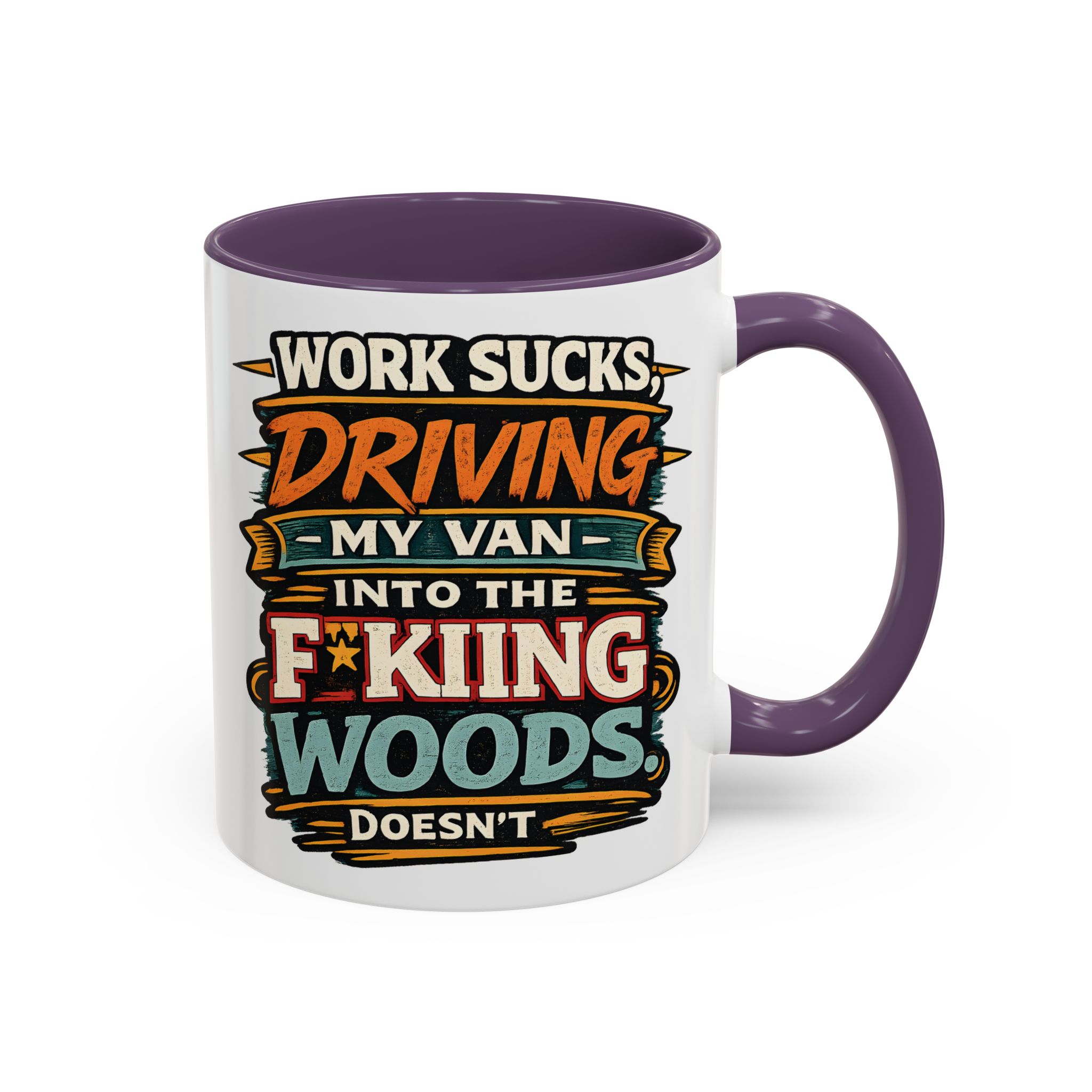 Accent Coffee Mug (11, 15oz) — "Work Sucks" Design F**K-Line