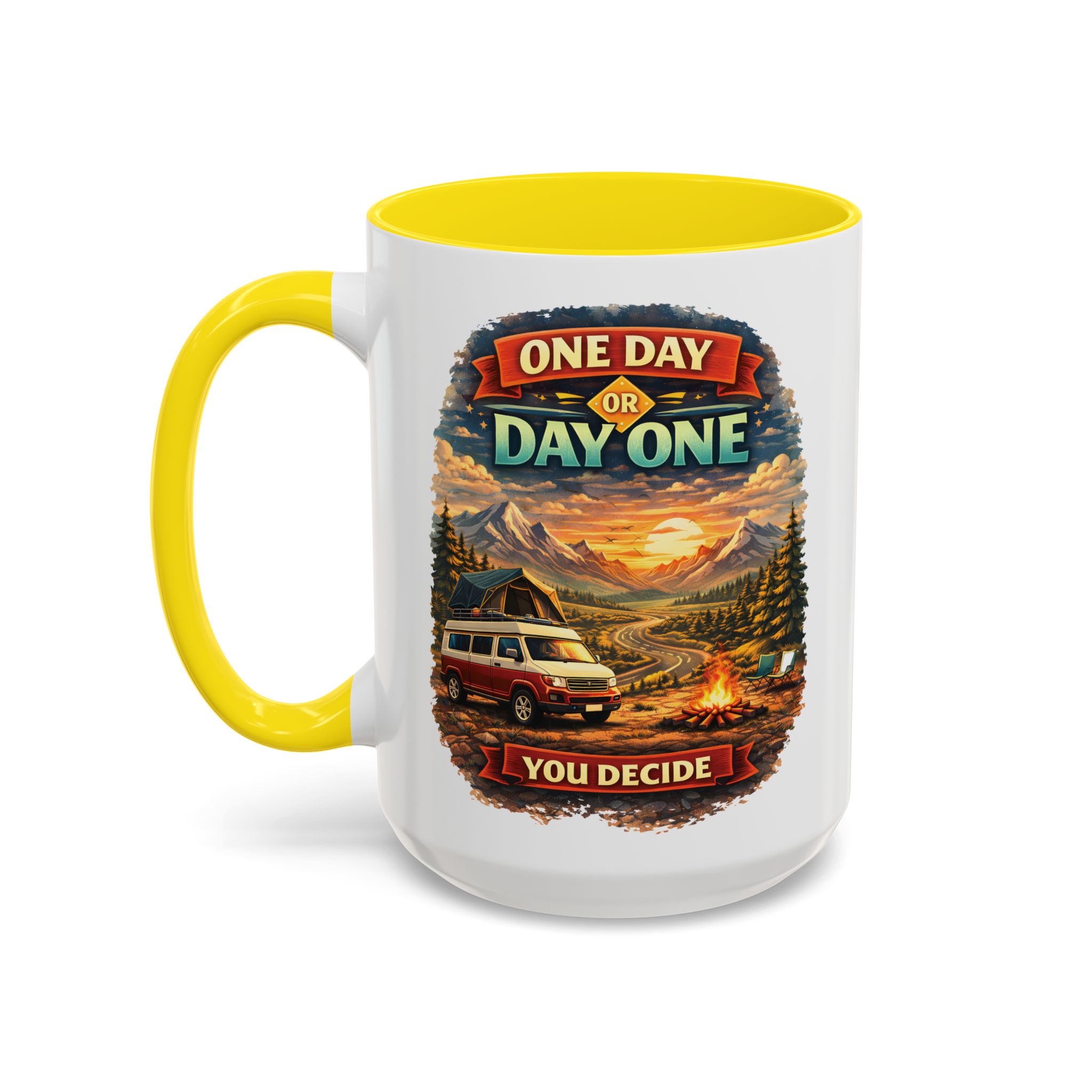 Accent Coffee Mug (11, 15oz) — "One Day Or Day One" Design Scenic-Line