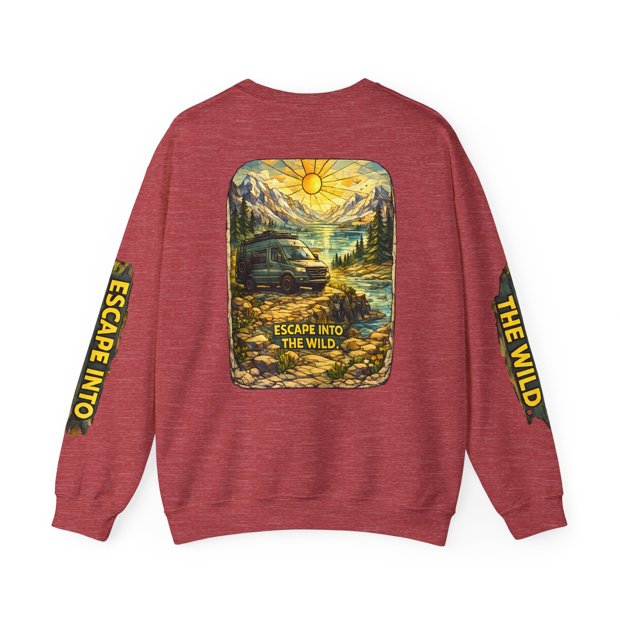 Unisex Heavy Blend™ Crewneck Sweatshirt — "Escape Into The Wild" Design Cubic-Line