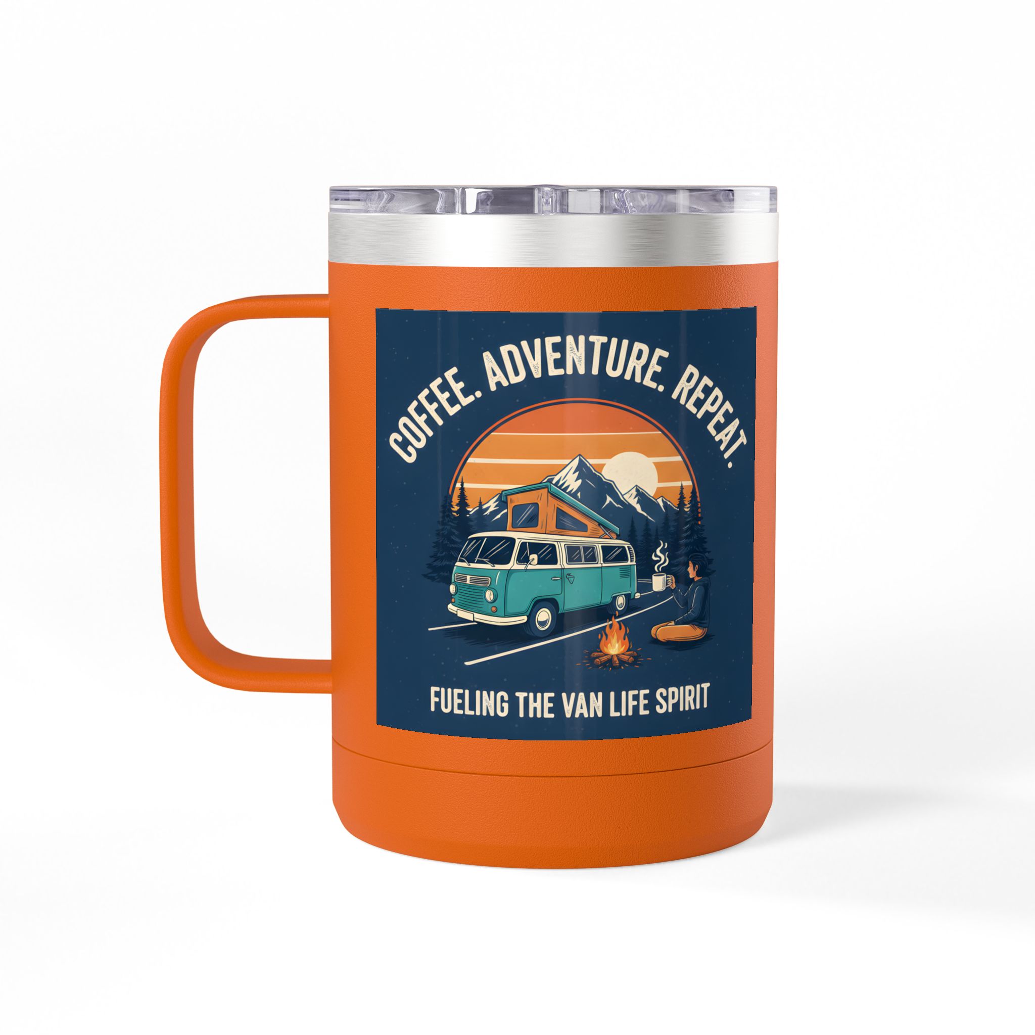 Coffee Mug Tumbler, 15oz — “Coffee. Adventure. Repeat.”