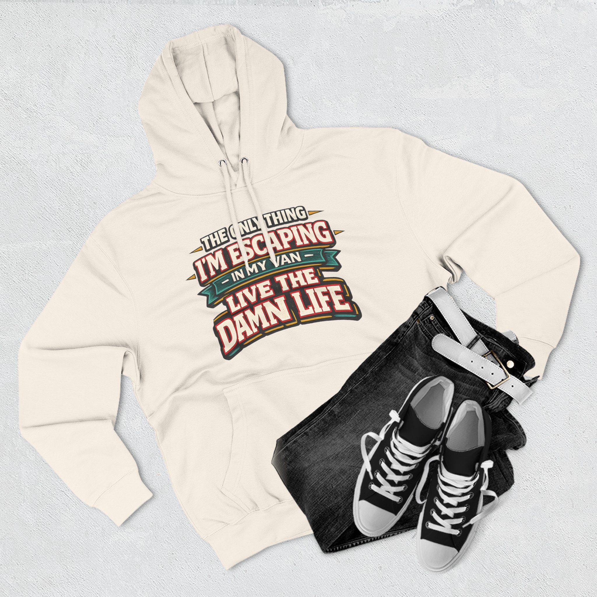 8932141981106777081_2048.jpeg Three-Panel Fleece Hoodie - "The Only Thing I´m Escaping" Design F**K-Line