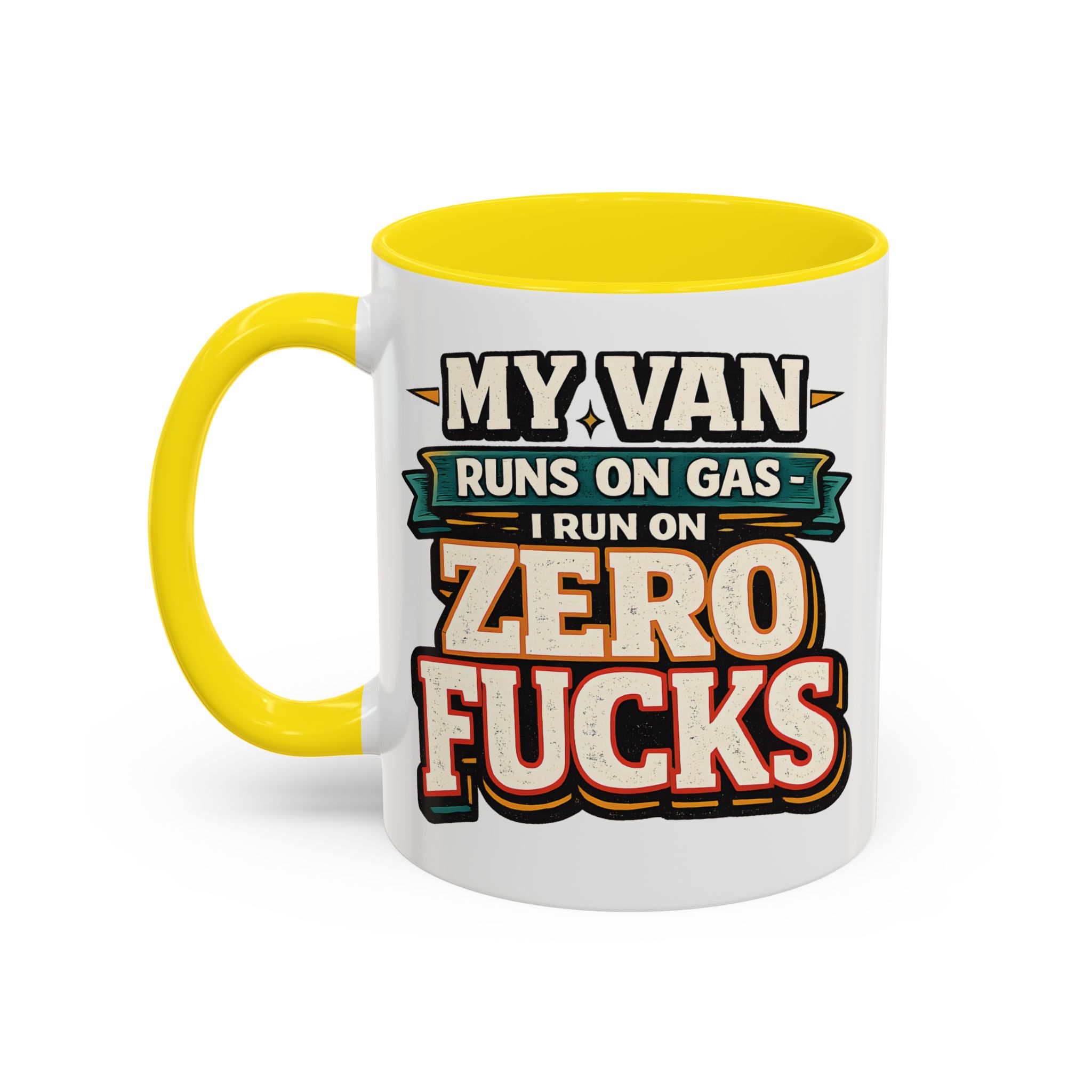 Accent Coffee Mug (11, 15oz) — "My Van Runs On Gas" Design F**K-Line