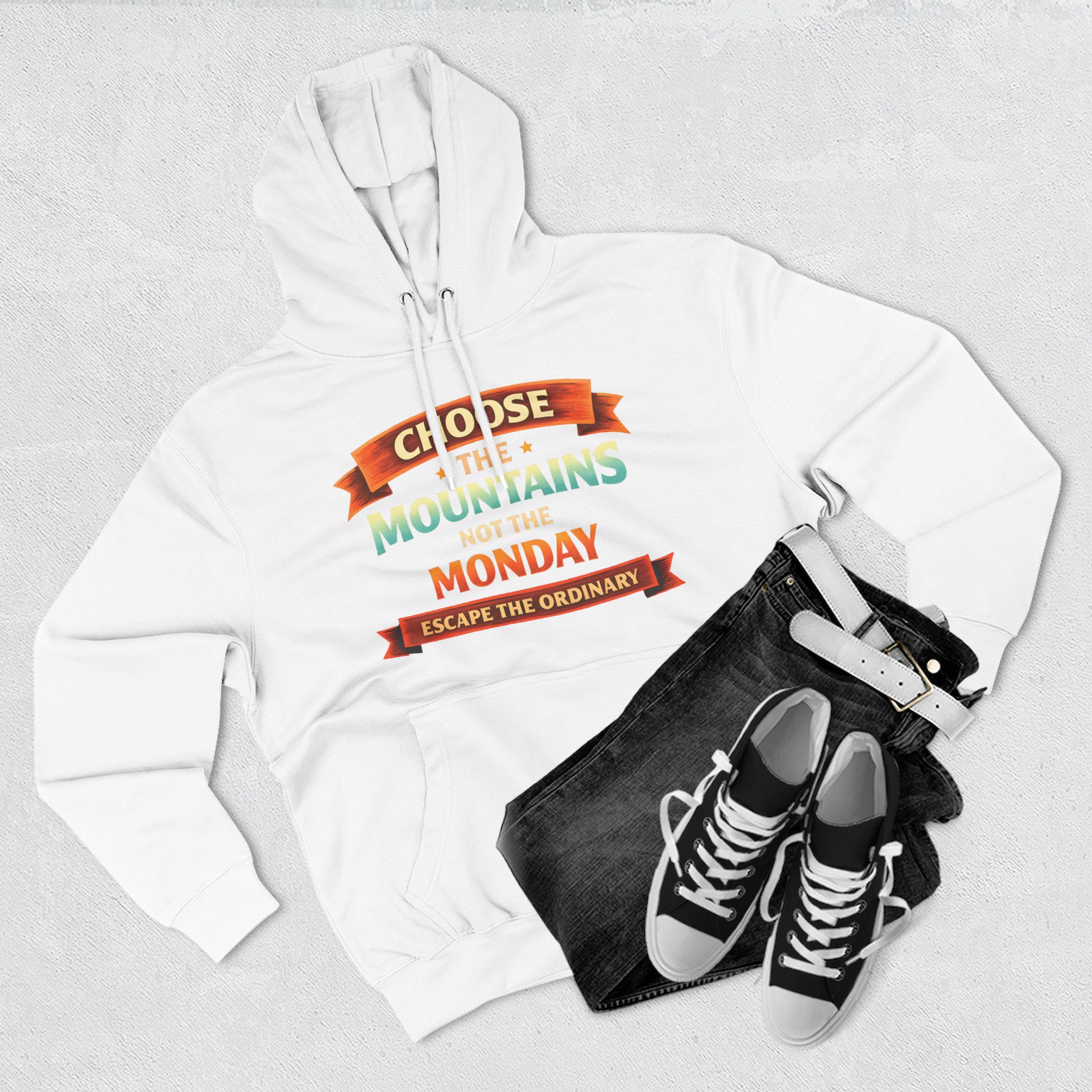 Three-Panel Fleece Hoodie - "Choose The Mountens" Design Scenic-Line