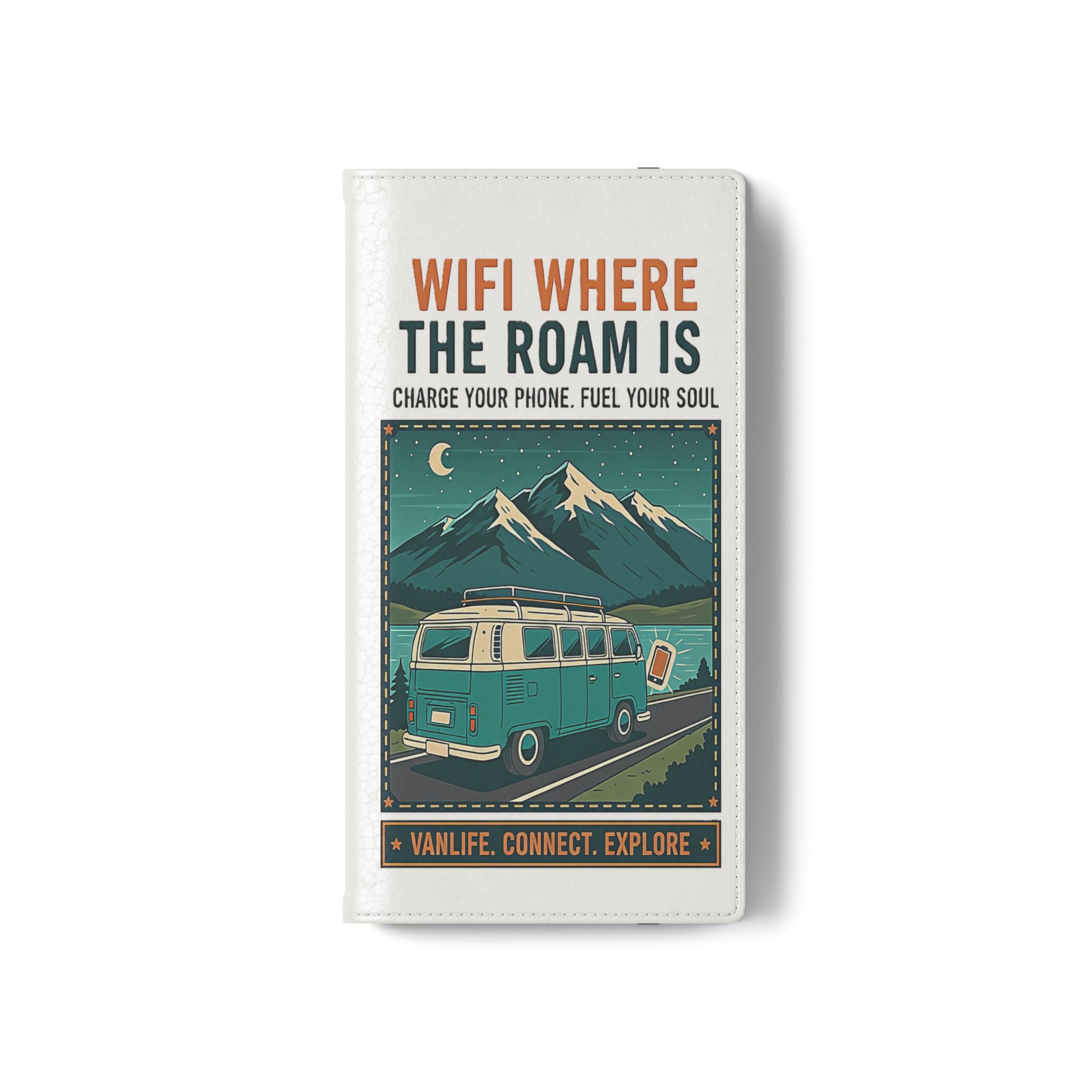 Flip Phone Case — “WiFi Where the Roam Is” Vanlife Wallet Case