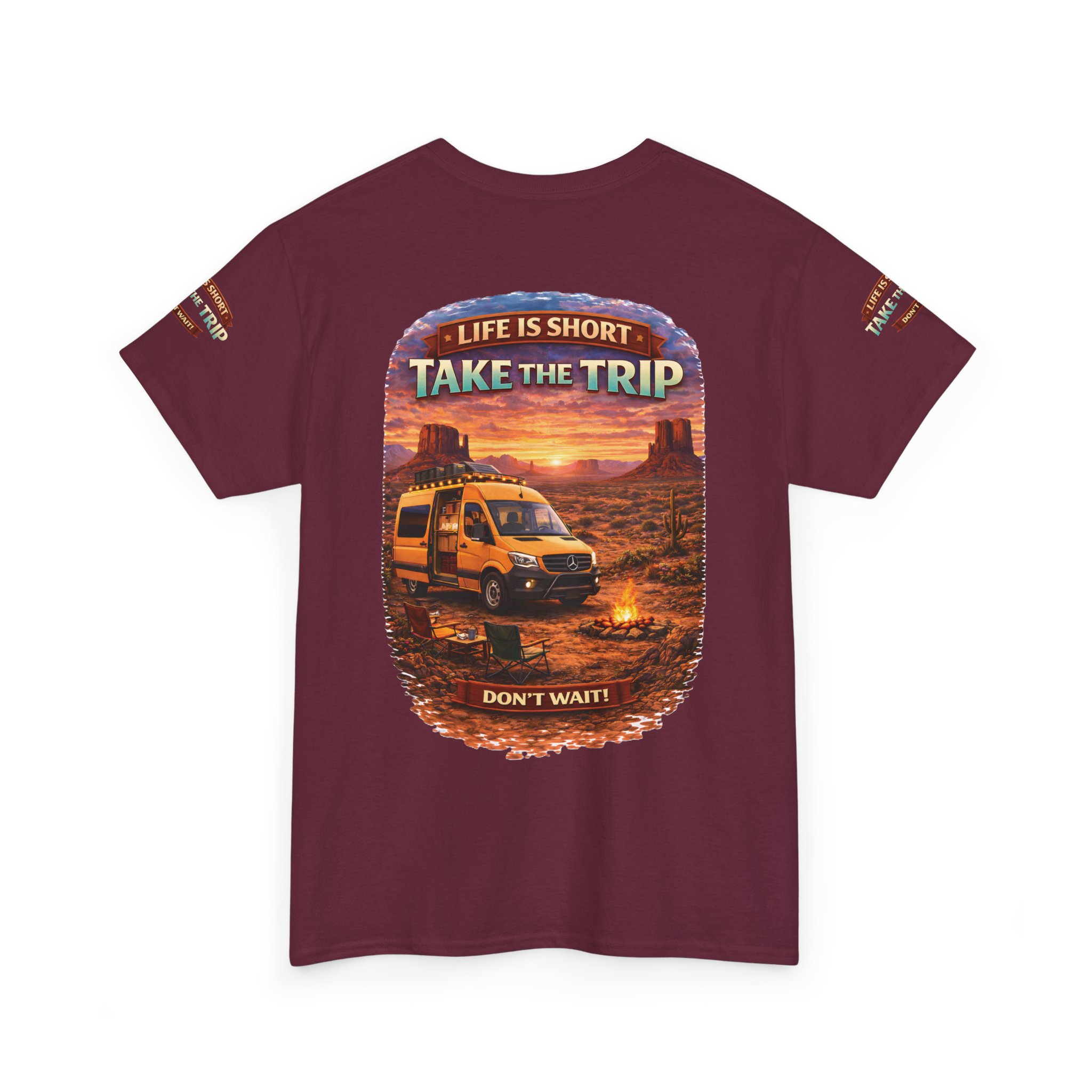 Unisex Heavy Cotton Tee — "Life Is To Short-Take The Trip" Design Scenic-Line