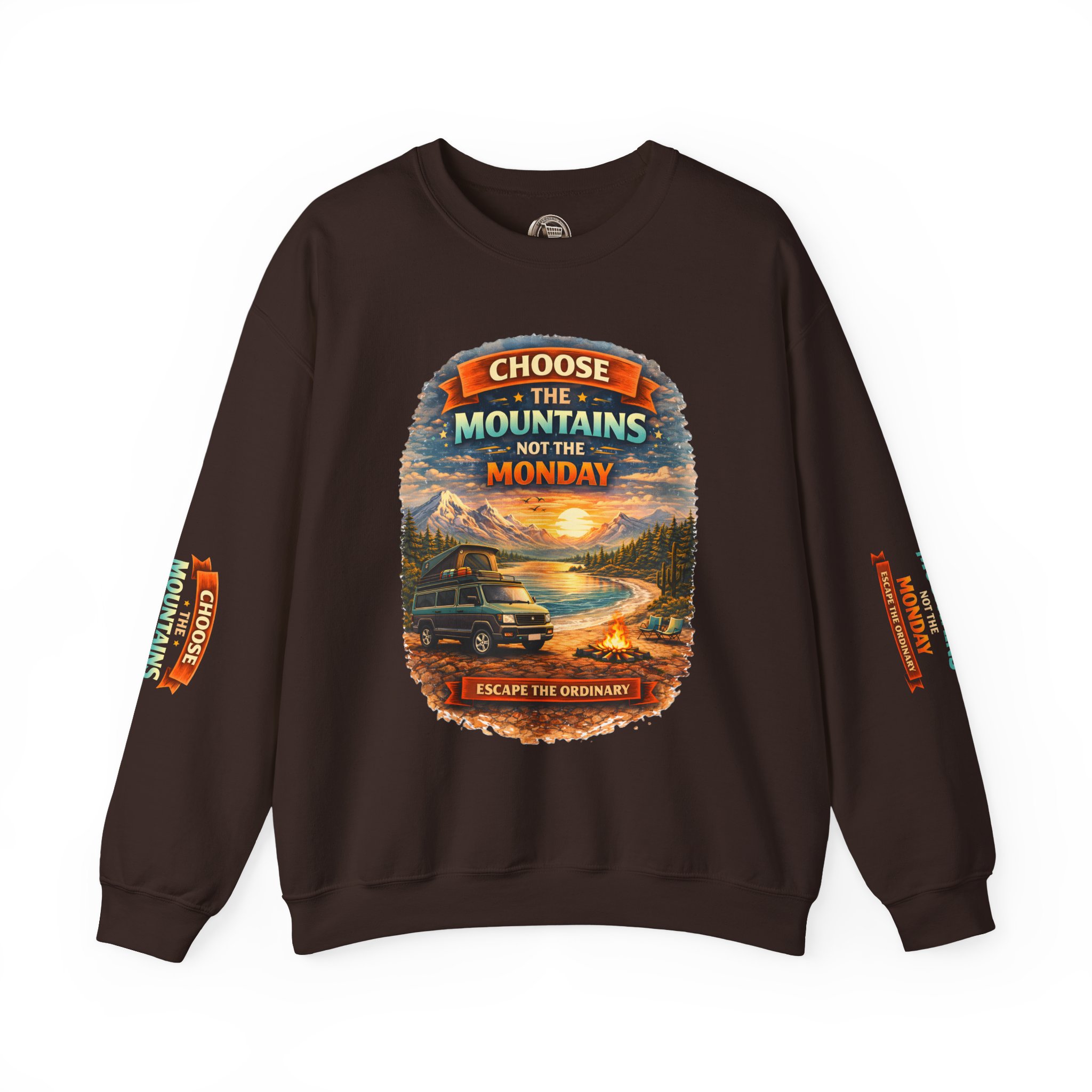 Unisex Heavy Blend™ Crewneck Sweatshirt — "Choose The Mountens" Design Scenic-Line