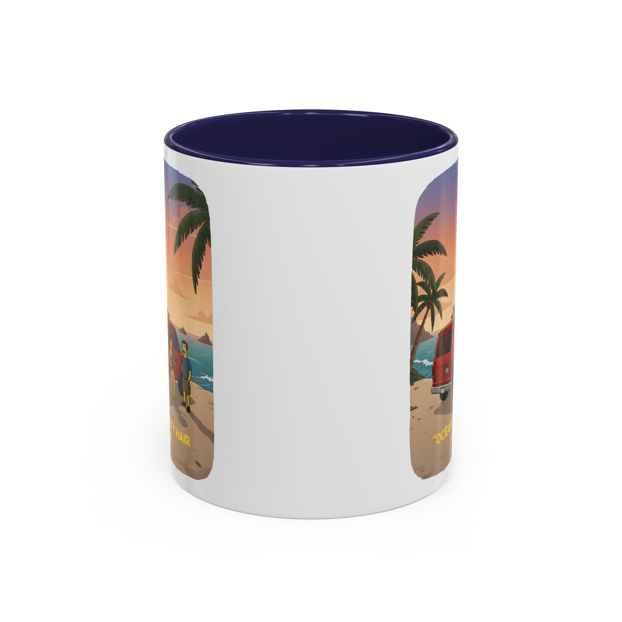 Accent Coffee Mug (11, 15oz) — "Ocean Air Salty Hair Van Life" Design Sitcom-Line