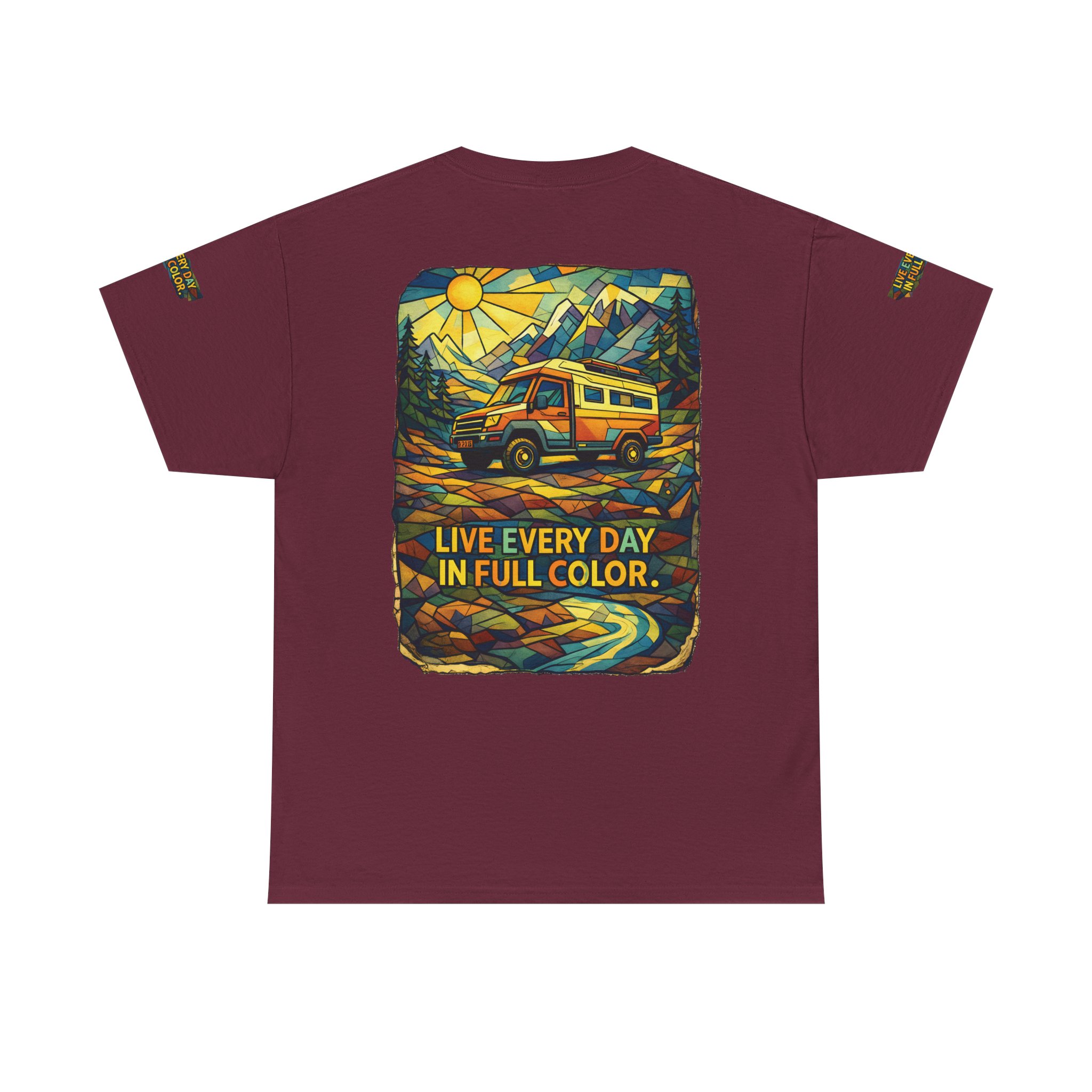 8964021271481930544_2048.jpeg Unisex Heavy Cotton Tee — "Live Life Every Day In Full Color" Design Cubic-Line