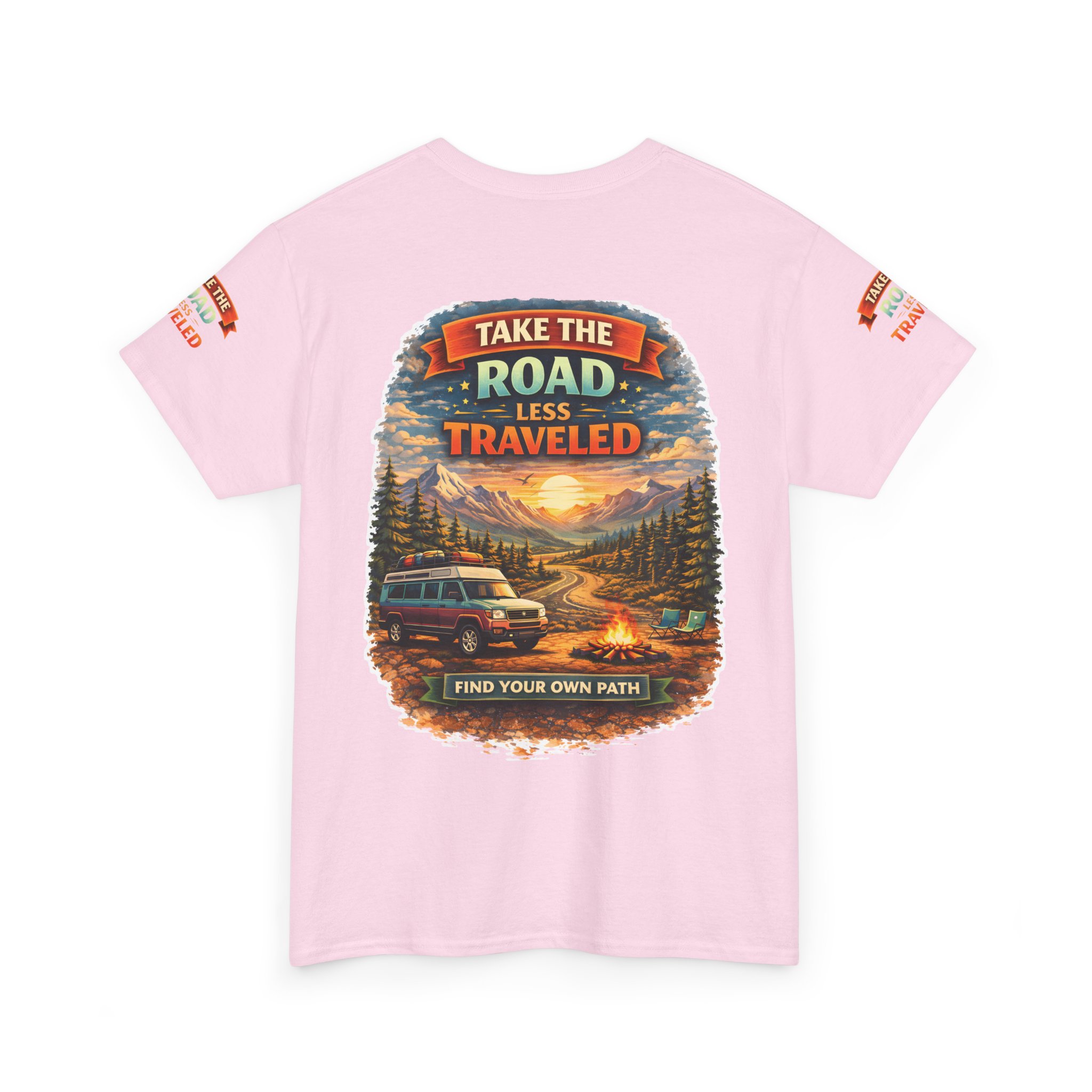 Unisex Heavy Cotton Tee — "Take The Road Less Traveled" Design Scenic-Line