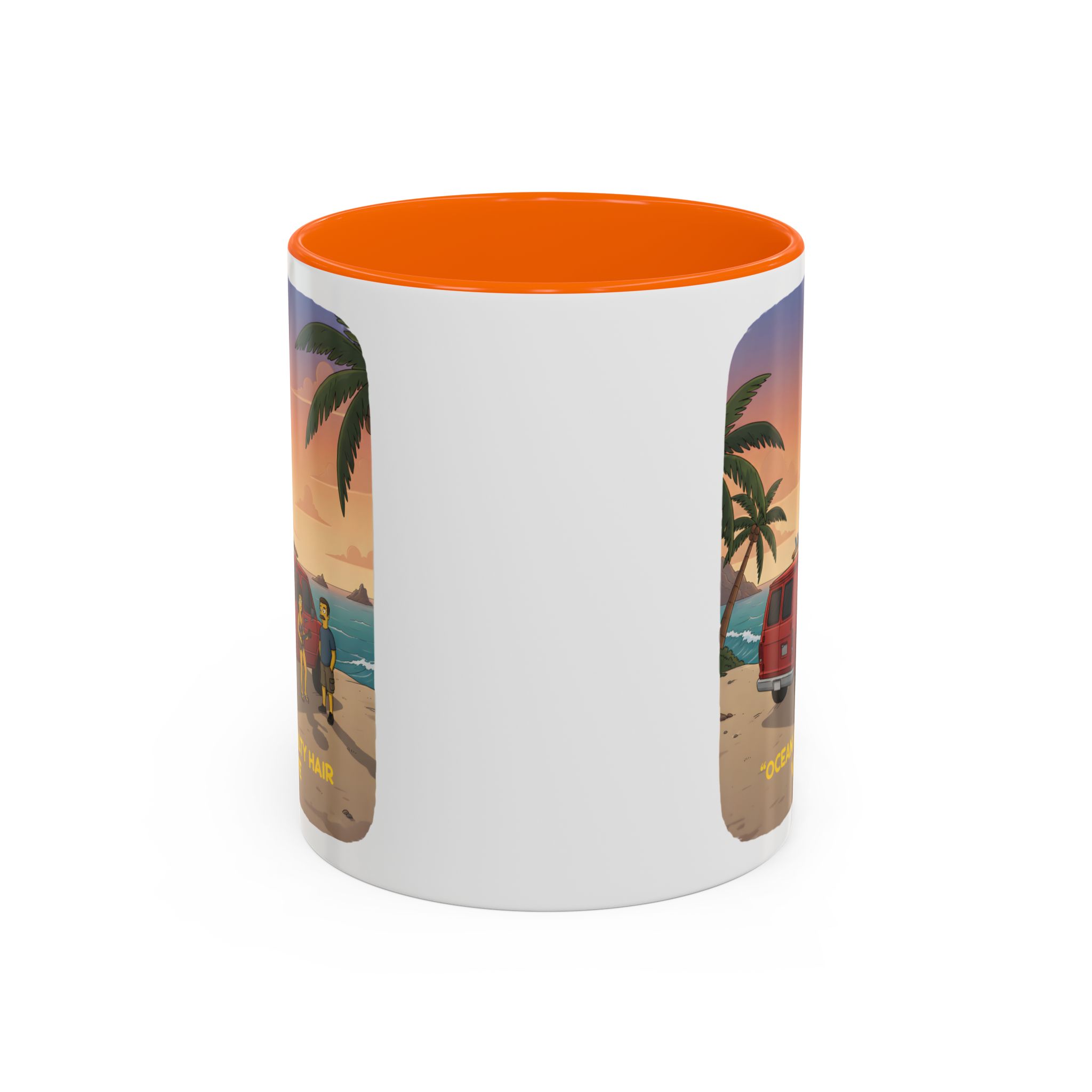 Accent Coffee Mug (11, 15oz) — "Ocean Air Salty Hair Van Life" Design Sitcom-Line