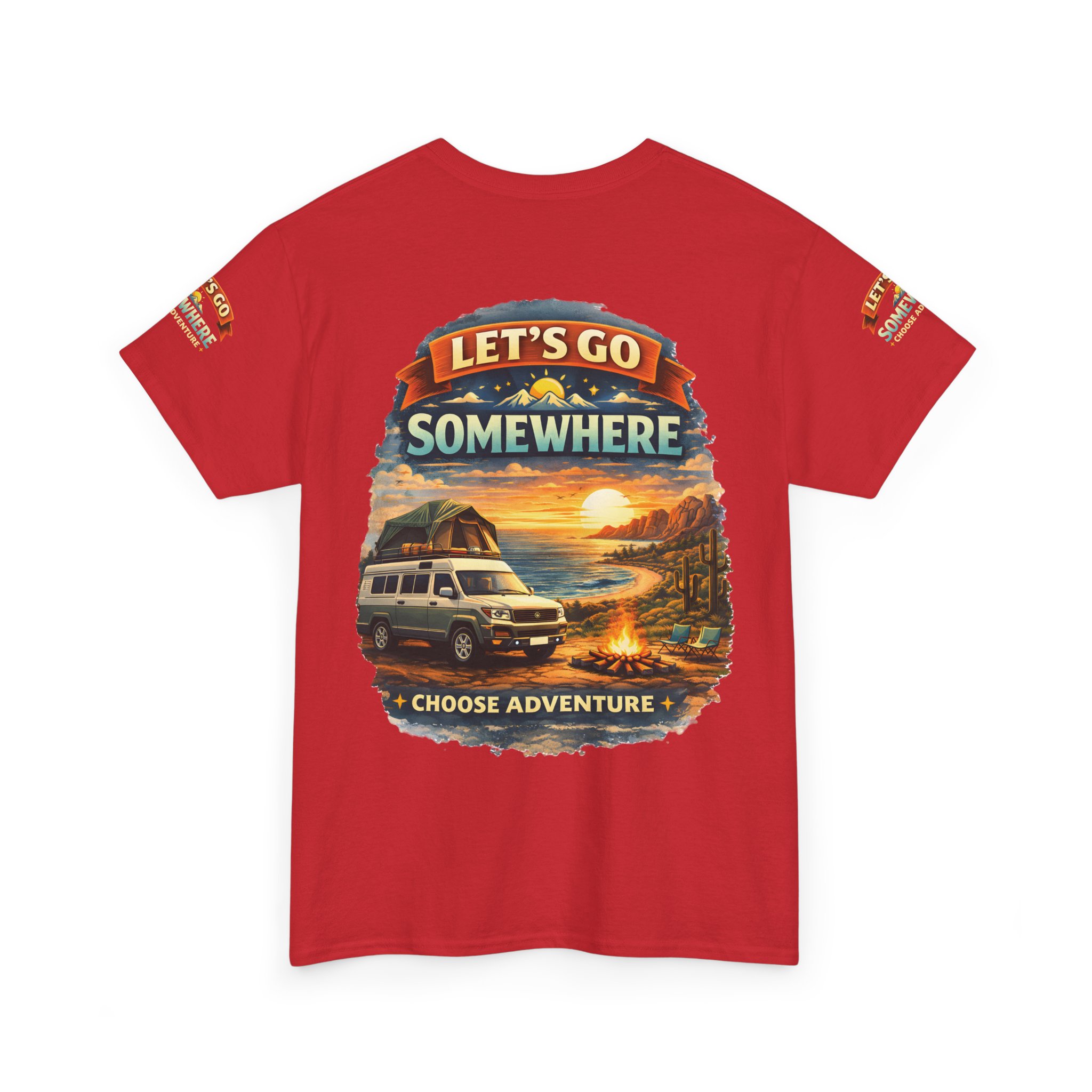 Unisex Heavy Cotton Tee — "Lets Go Somewhere" Design Scenic-Line