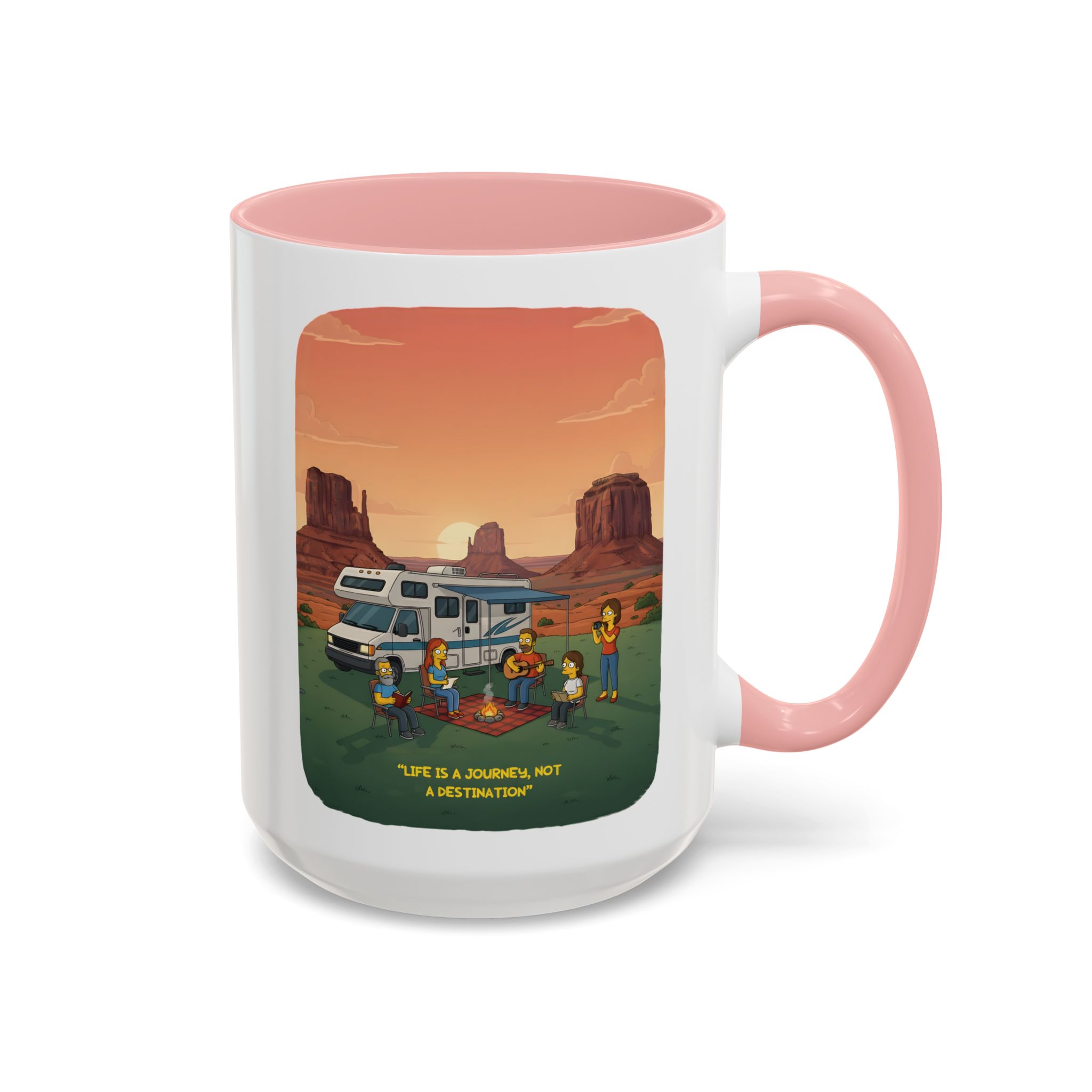 Accent Coffee Mug (11, 15oz) — "Life Is A Journey-Not A Destination" Design Sitcom-Line