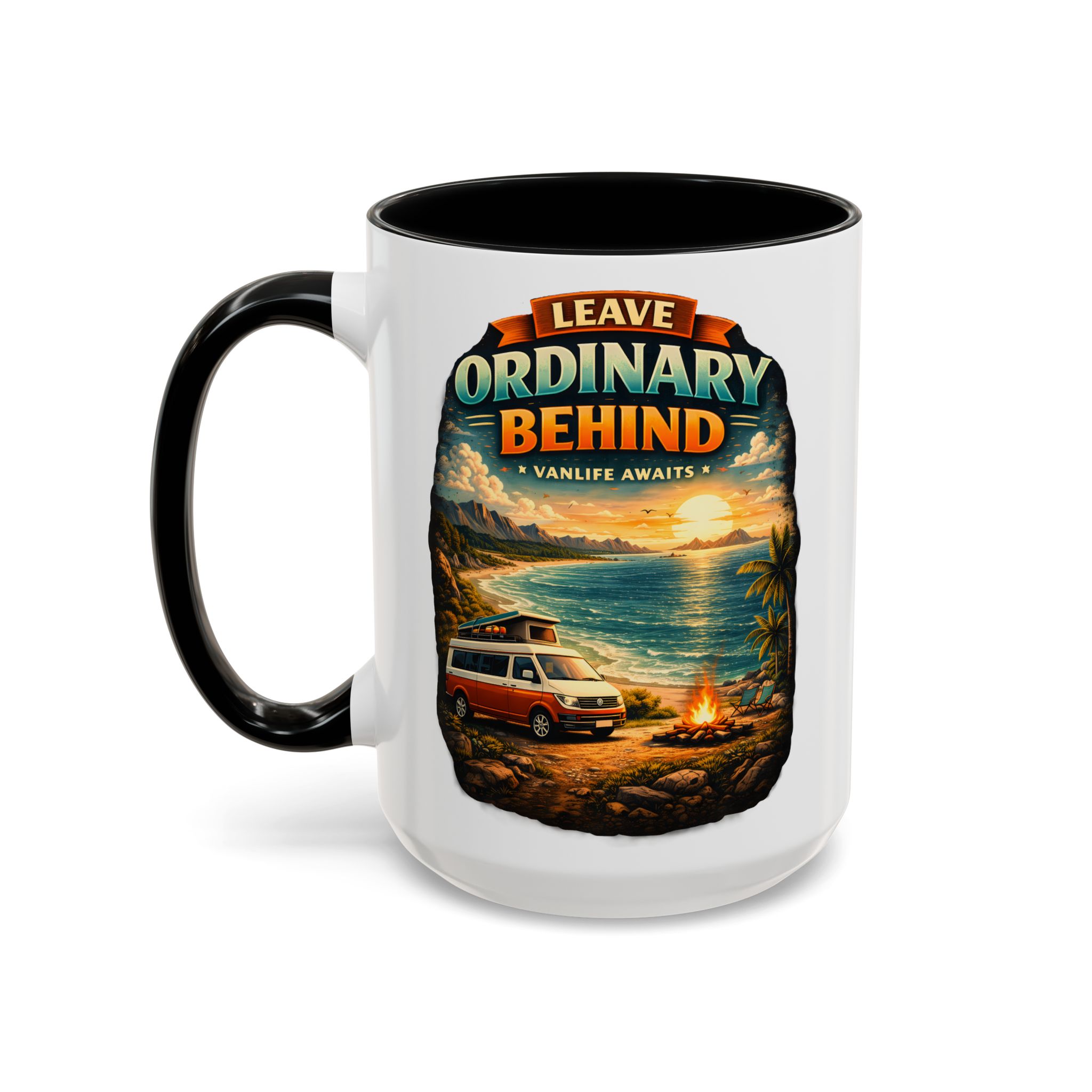 Accent Coffee Mug (11, 15oz) — "Leave Ordinary Behind" Design Scenic-Line