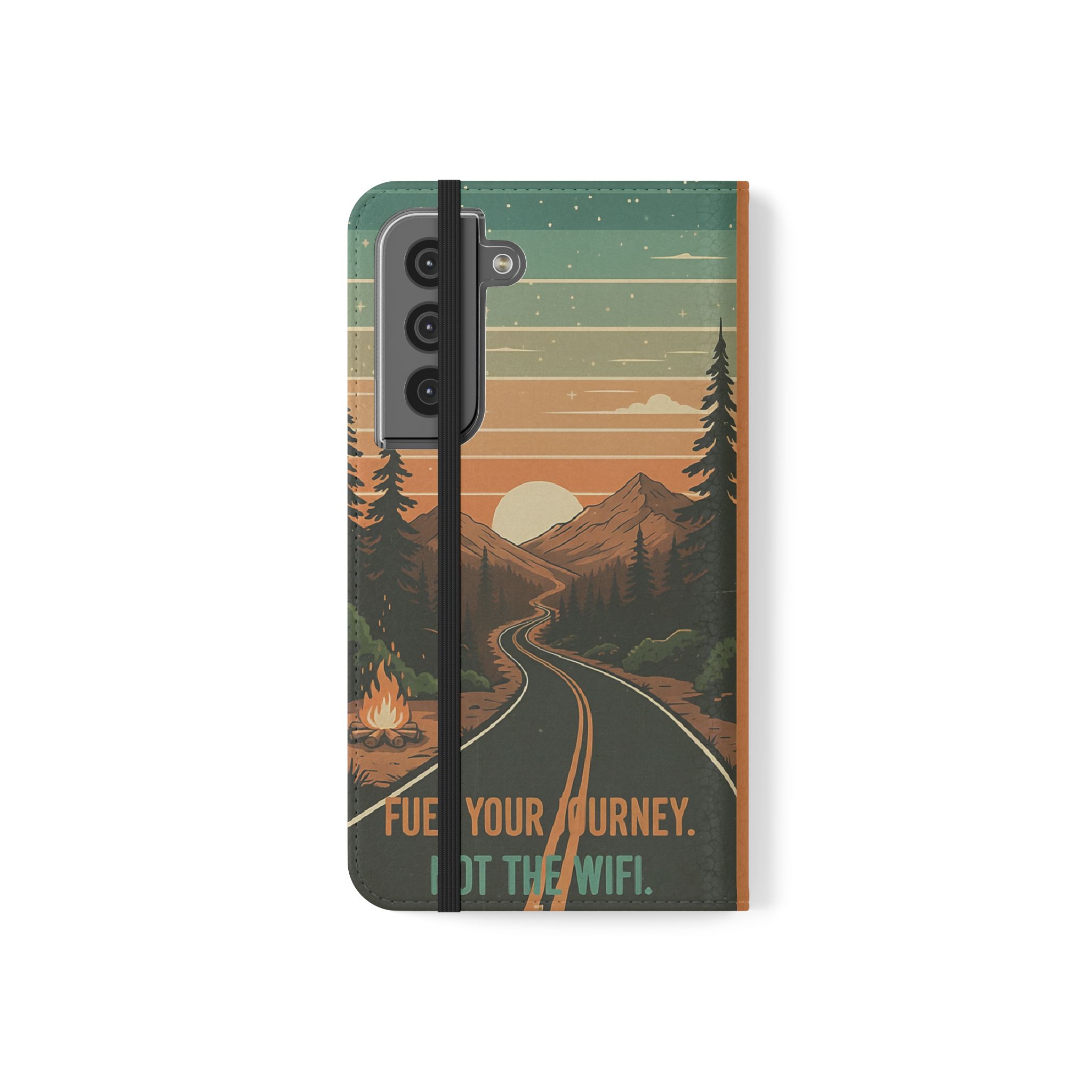 Flip Phone Case — "Adventure Awaits Unplug & Drive" Wallet Case