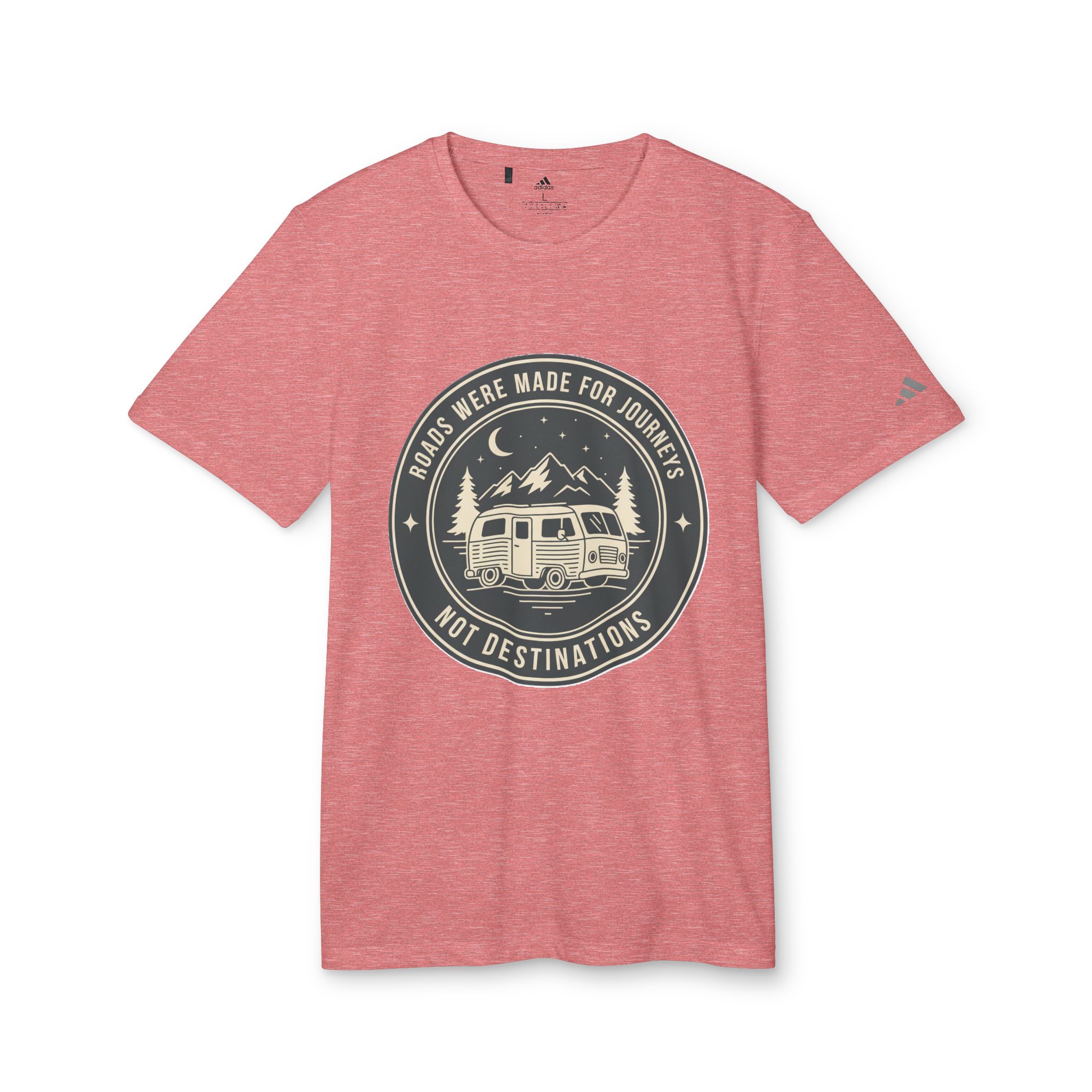 T-Shirt(Adidas) — 'ROAD WHERE MADE FOR JOURNEYS-NOT DESTINATIONS' (font + back printed) Brand Adidas