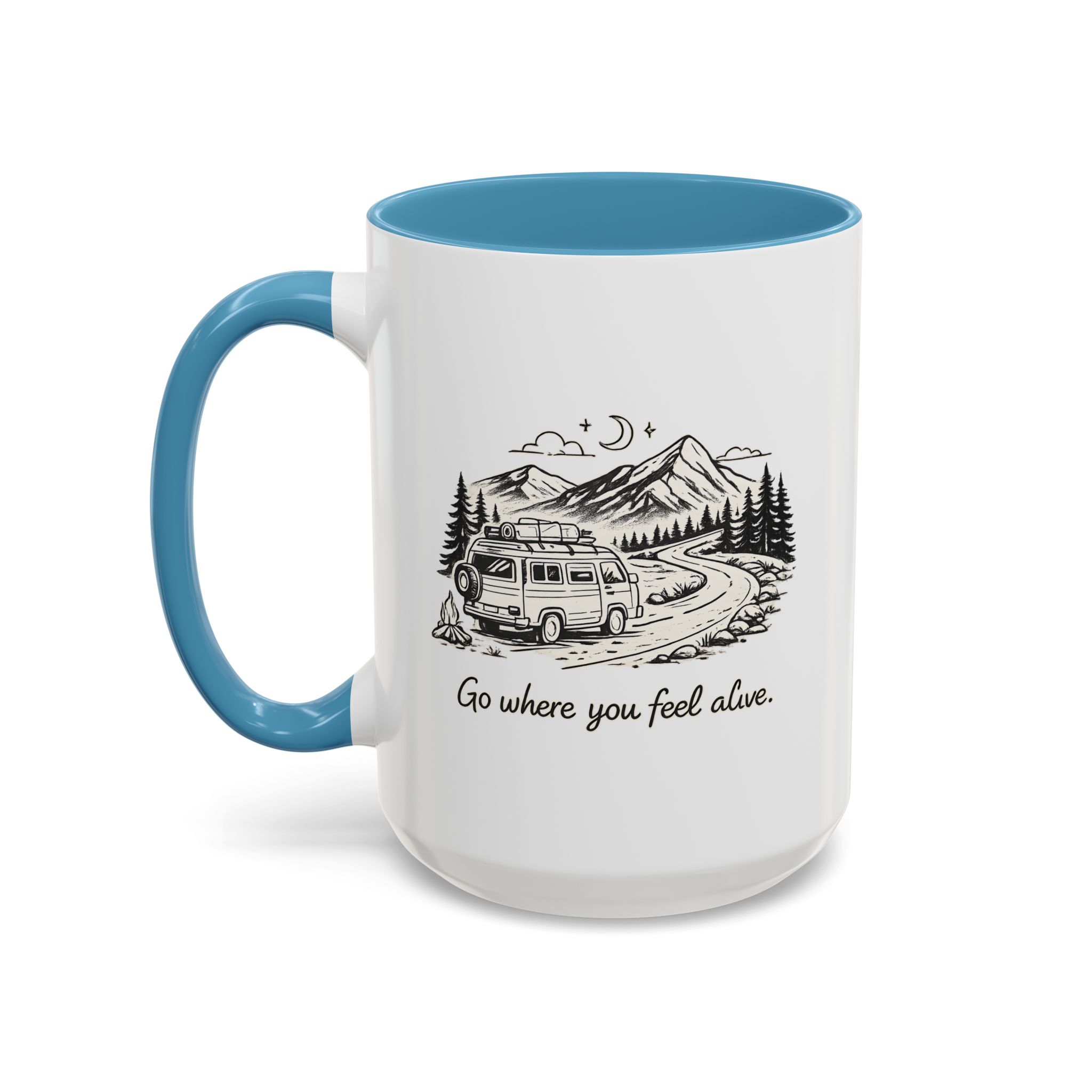 Accent Coffee Mug (11, 15oz) — "Go Where You Feel Alive" Design Minimal-Line
