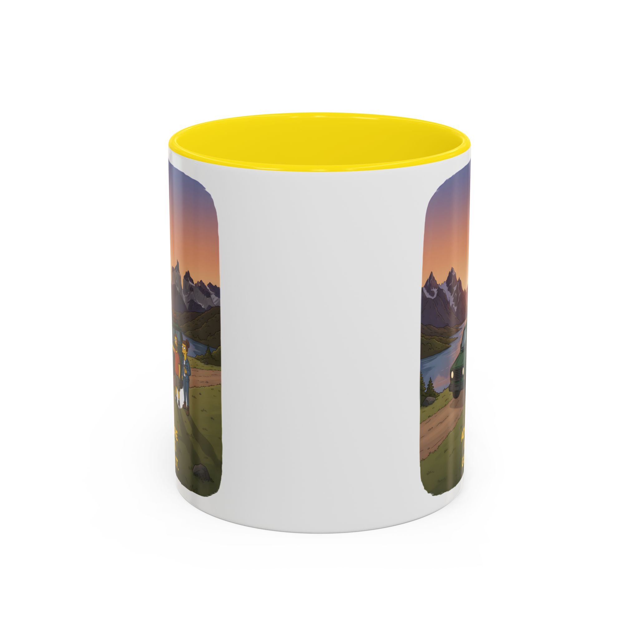 Accent Coffee Mug (11, 15oz) — "Adventure Awaits-Go Find It" Design Sitcom-Line