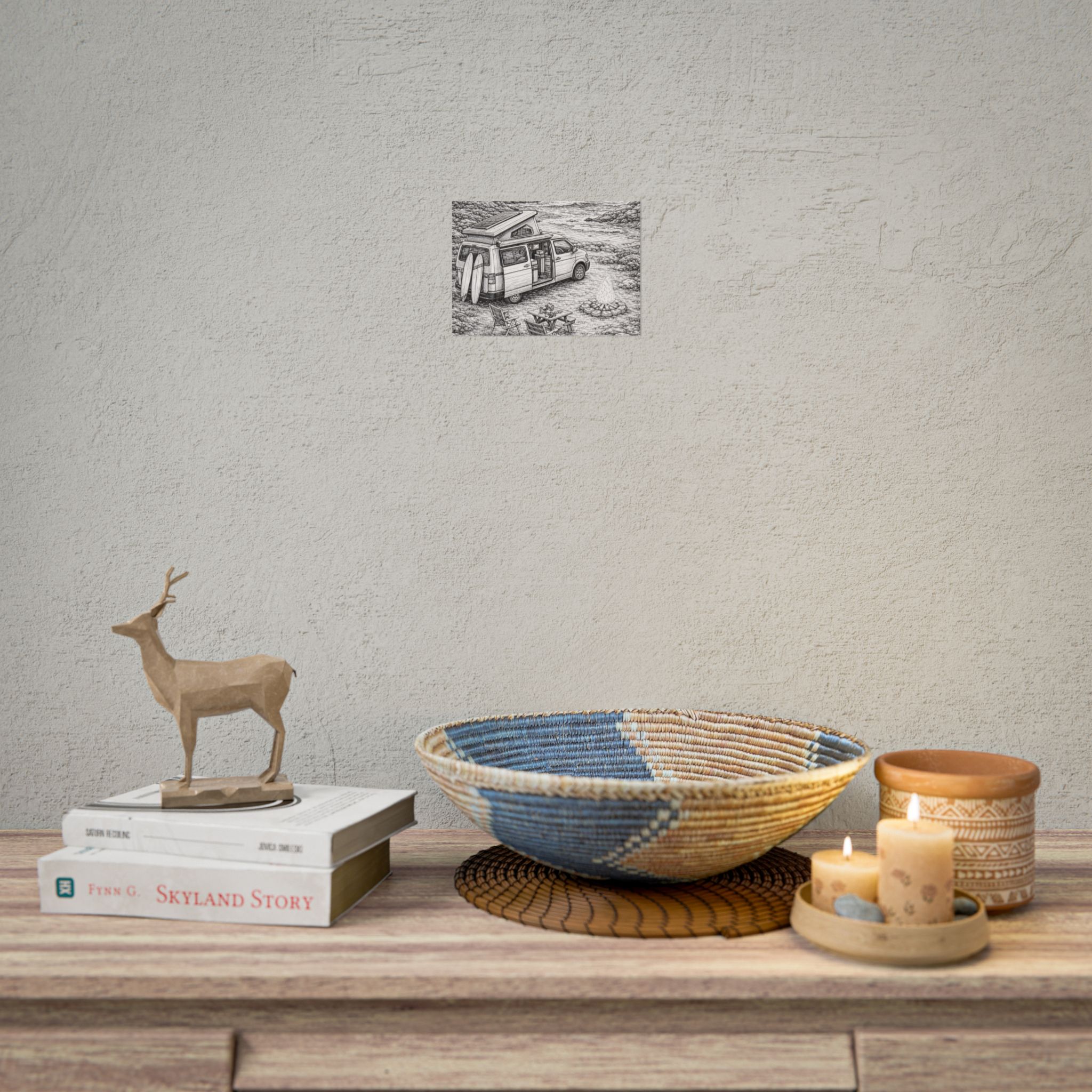 Campervan Poster — Vintage RV Camping Landscape Wall Art