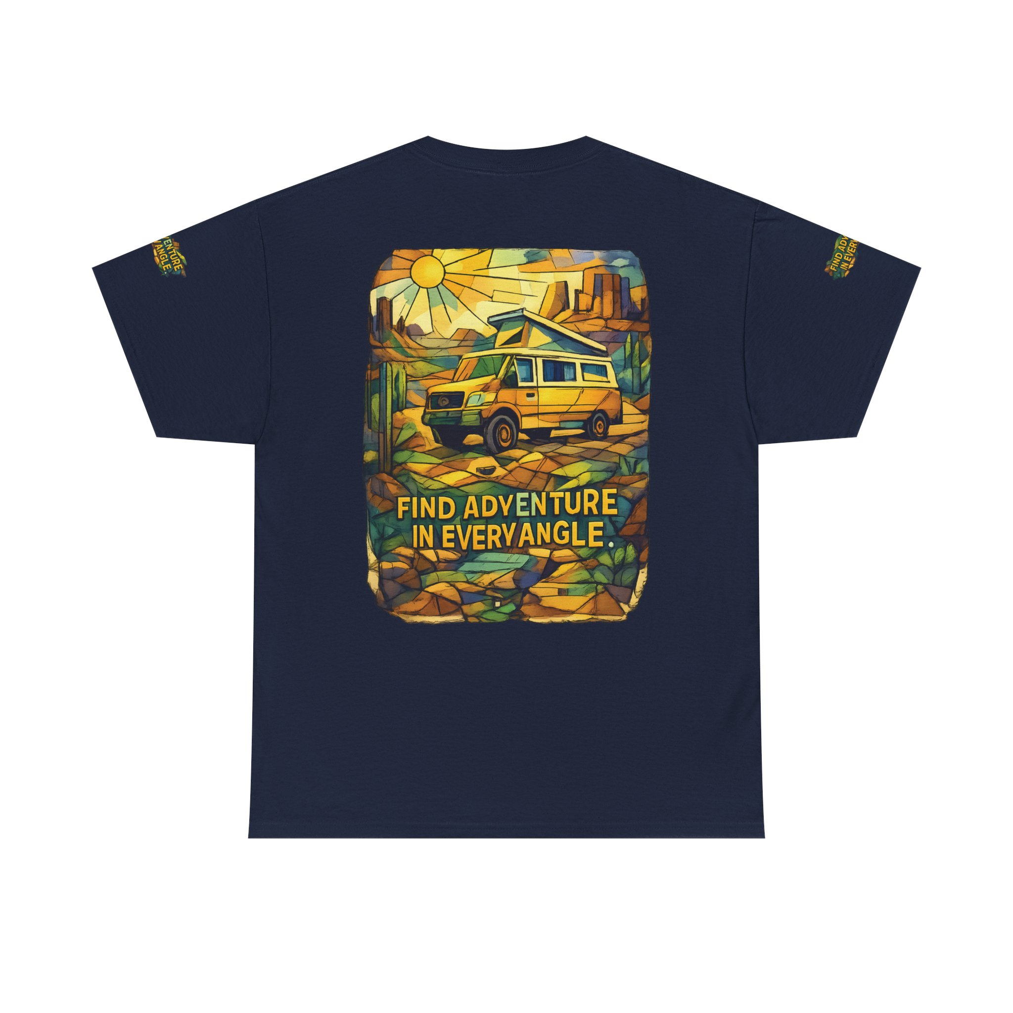 Unisex Heavy Cotton Tee — "Find Adventure In Every Corner" Design Cubic-Line