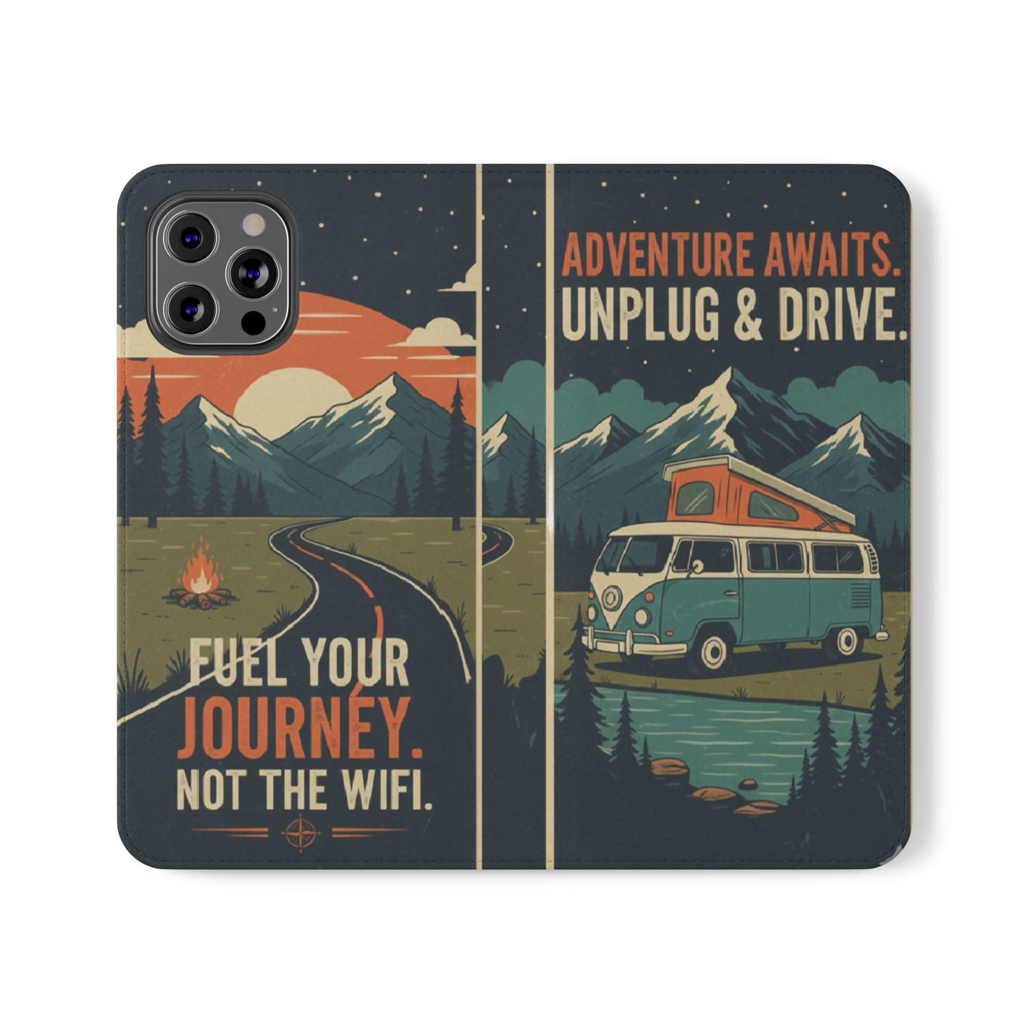 Flip Phone Case — "Fuel Your Journey, Not the Wifi" Wallet Cover