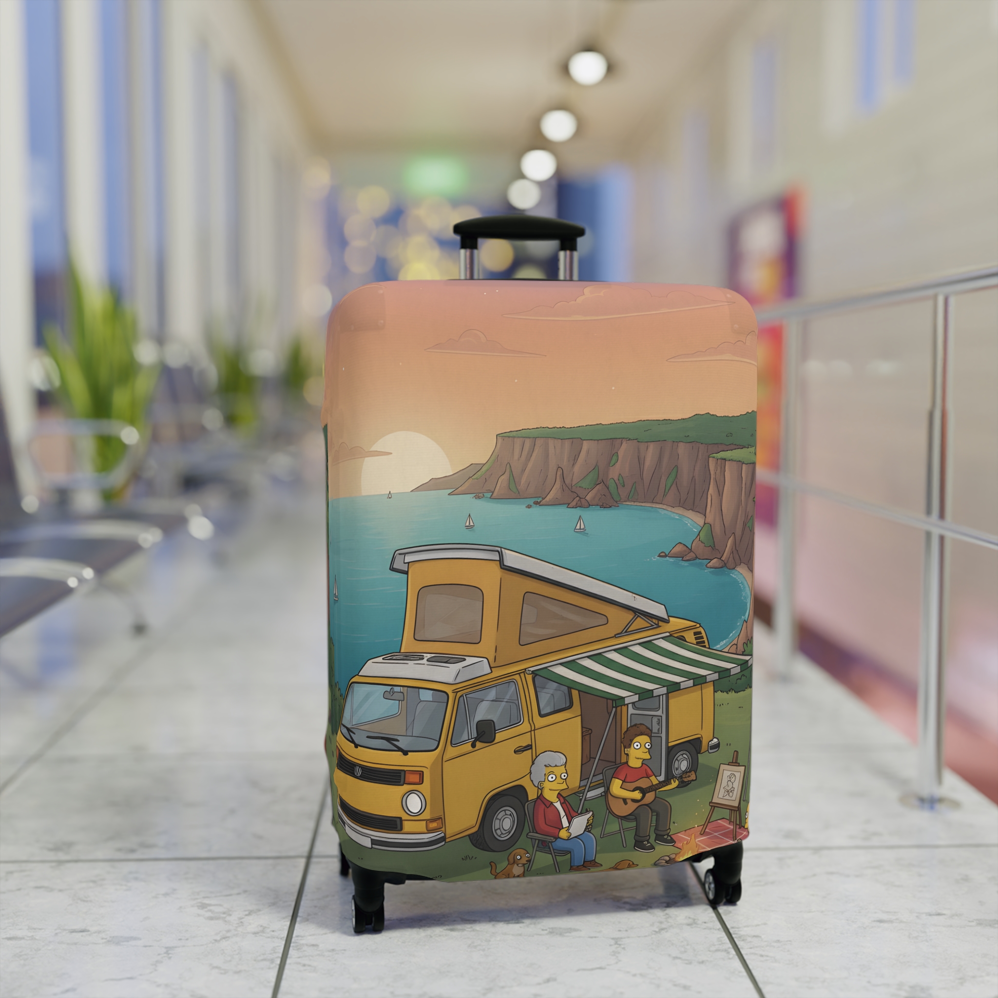 8993192061464417600_2048.jpeg Luggage Cover — Adventure Camper Sketch Travel Suitcase(Design Sitcom-Line)