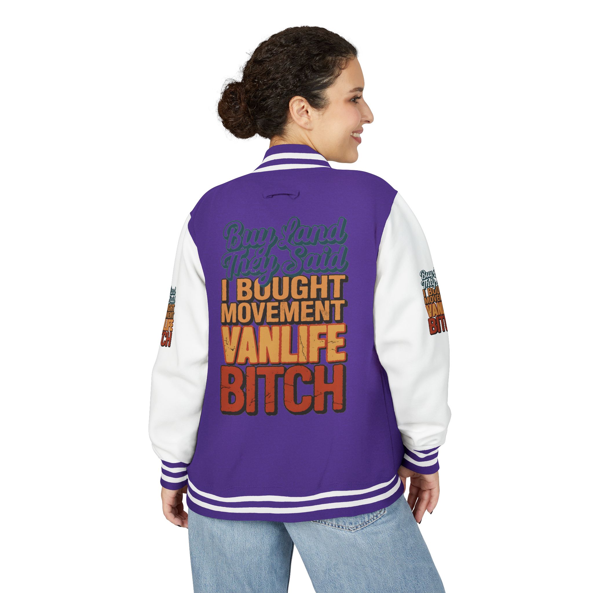8993766890346935870_2048-1.jpeg Unisex Heavyweight Letterman Jacket — "Buy Land They Said" Design F**K-Line