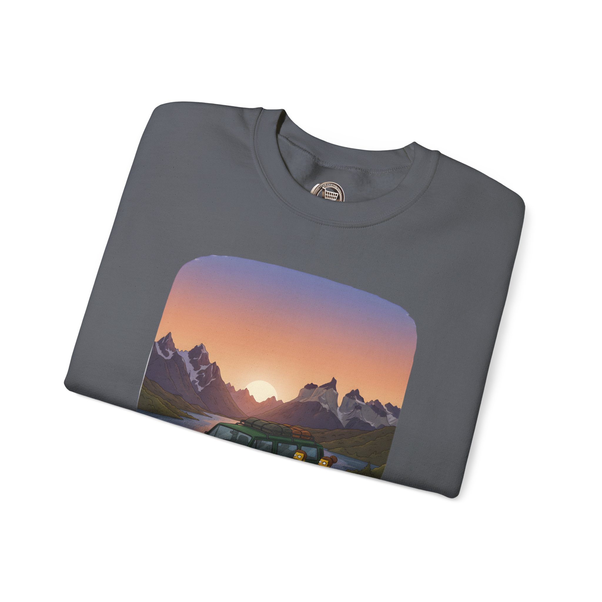 Unisex Heavy Blend™ Crewneck Sweatshirt — "Adventure Awaits-Go Find It" Design Sitcom-Line