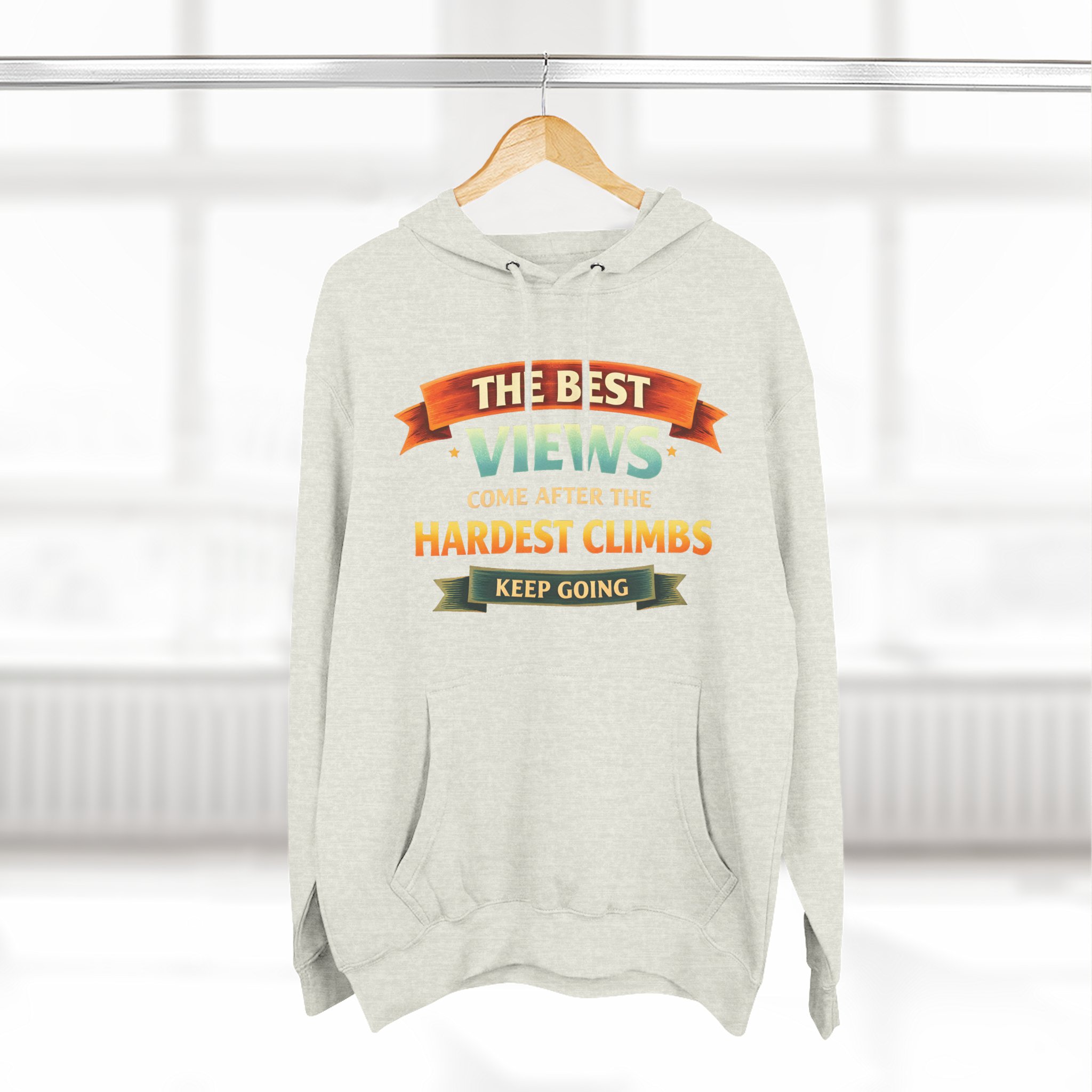 Three-Panel Fleece Hoodie - "The Best Views" Design Scenic-Line