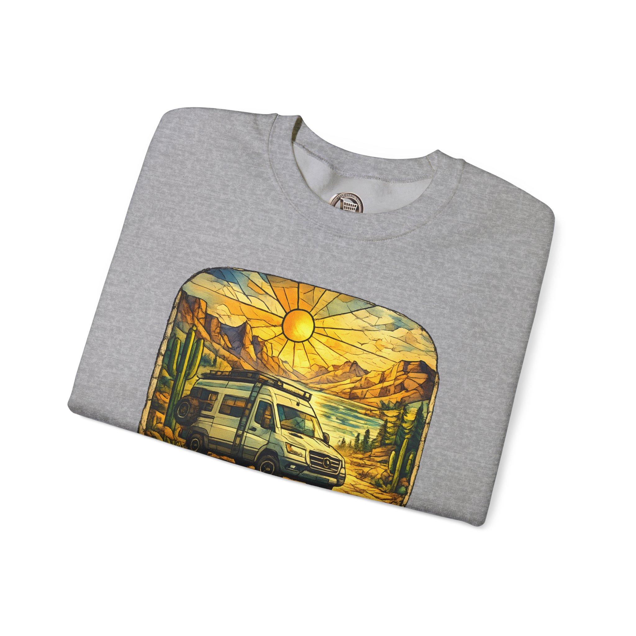 Unisex Heavy Blend™ Crewneck Sweatshirt — "Chase The Sun" Design Cubic-Line