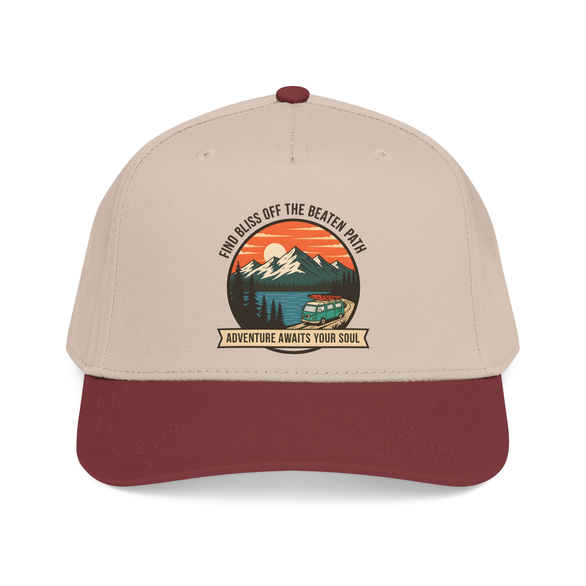9004135808671570682_2048.jpeg Baseball Cap — "Find Bliss of the beaten patch-Adventure Awaits Your Soul" Vintage Mountain Camp Camper Design