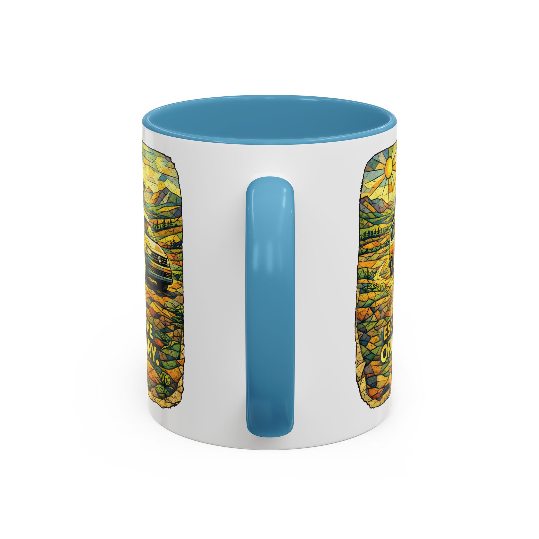 Accent Coffee Mug (11, 15oz) — "Escape The Ordinary" Design Cubic-Line