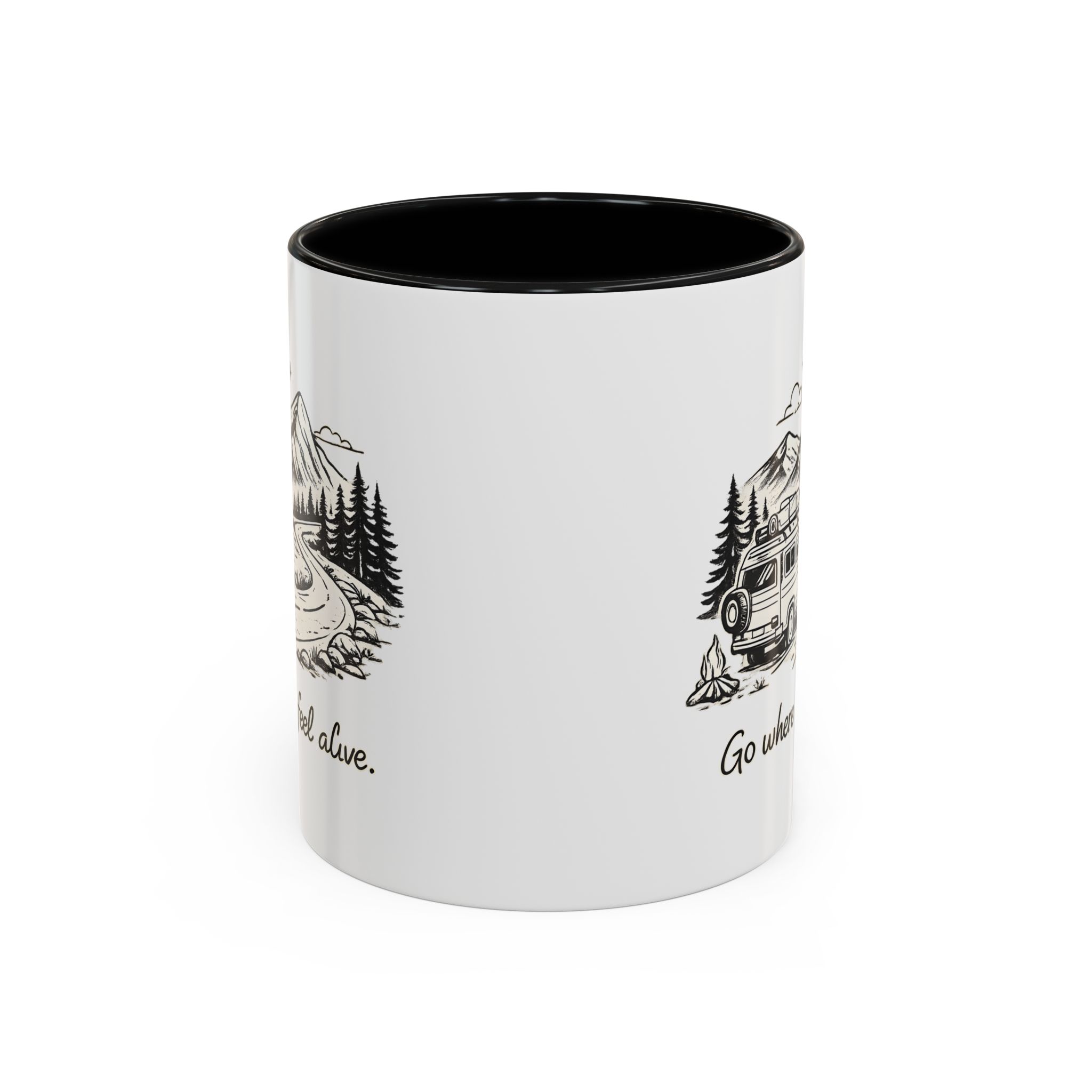 Accent Coffee Mug (11, 15oz) — "Go Where You Feel Alive" Design Minimal-Line