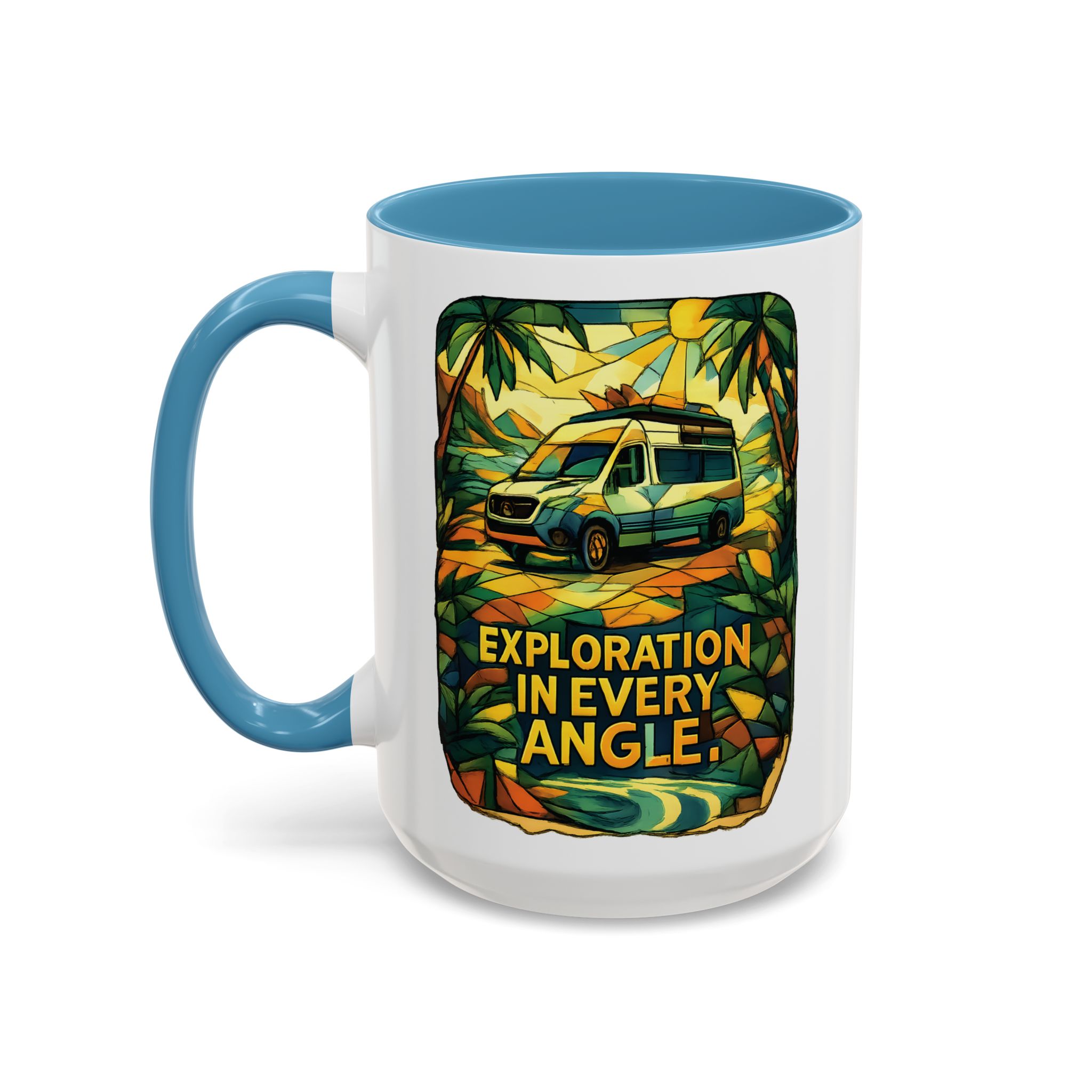Accent Coffee Mug (11, 15oz) — "Exploration In Every Angle" Design Cubic-Line