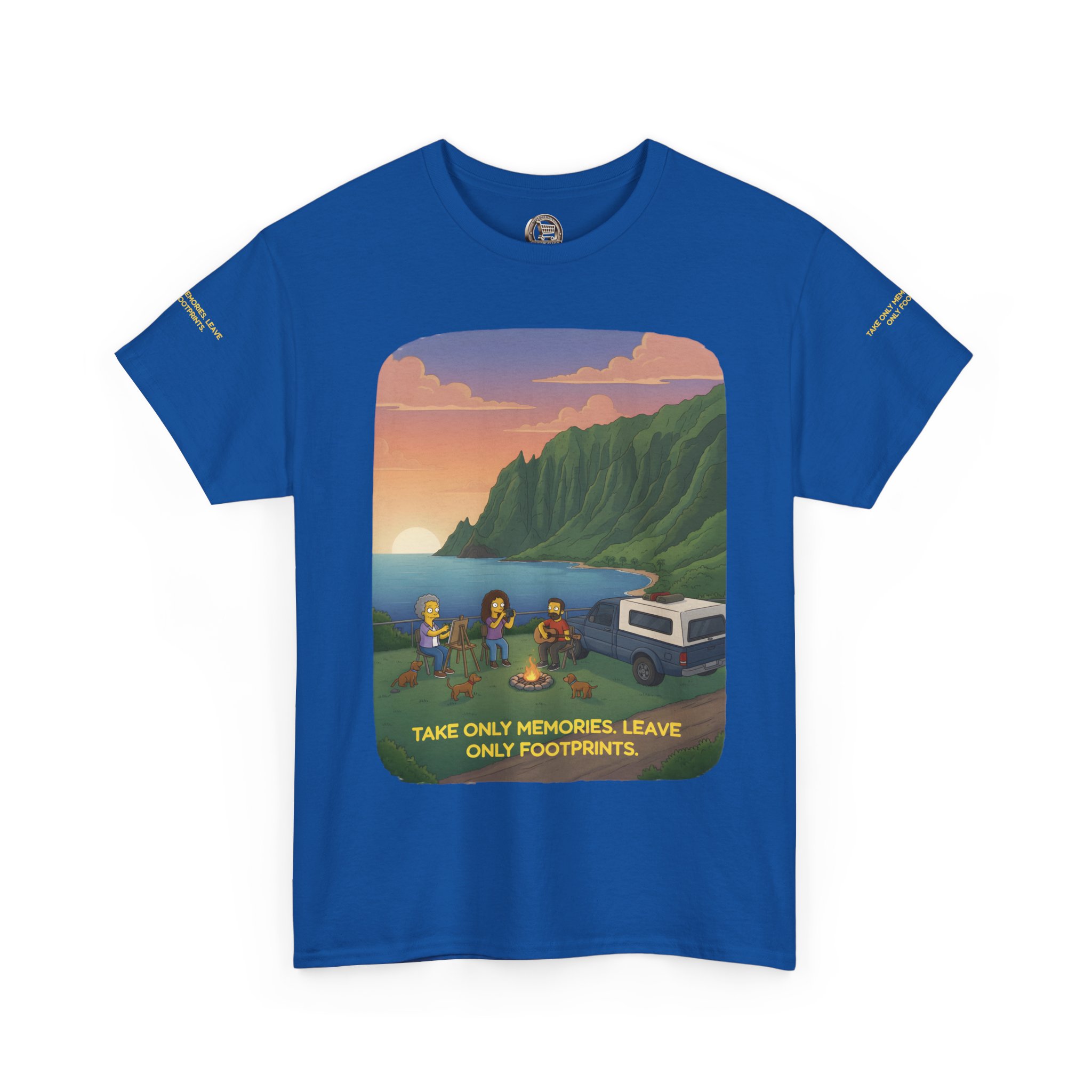 Unisex Heavy Cotton Tee — "Take Only Memories-Leave Only Footprints" Design Sitcom-Line