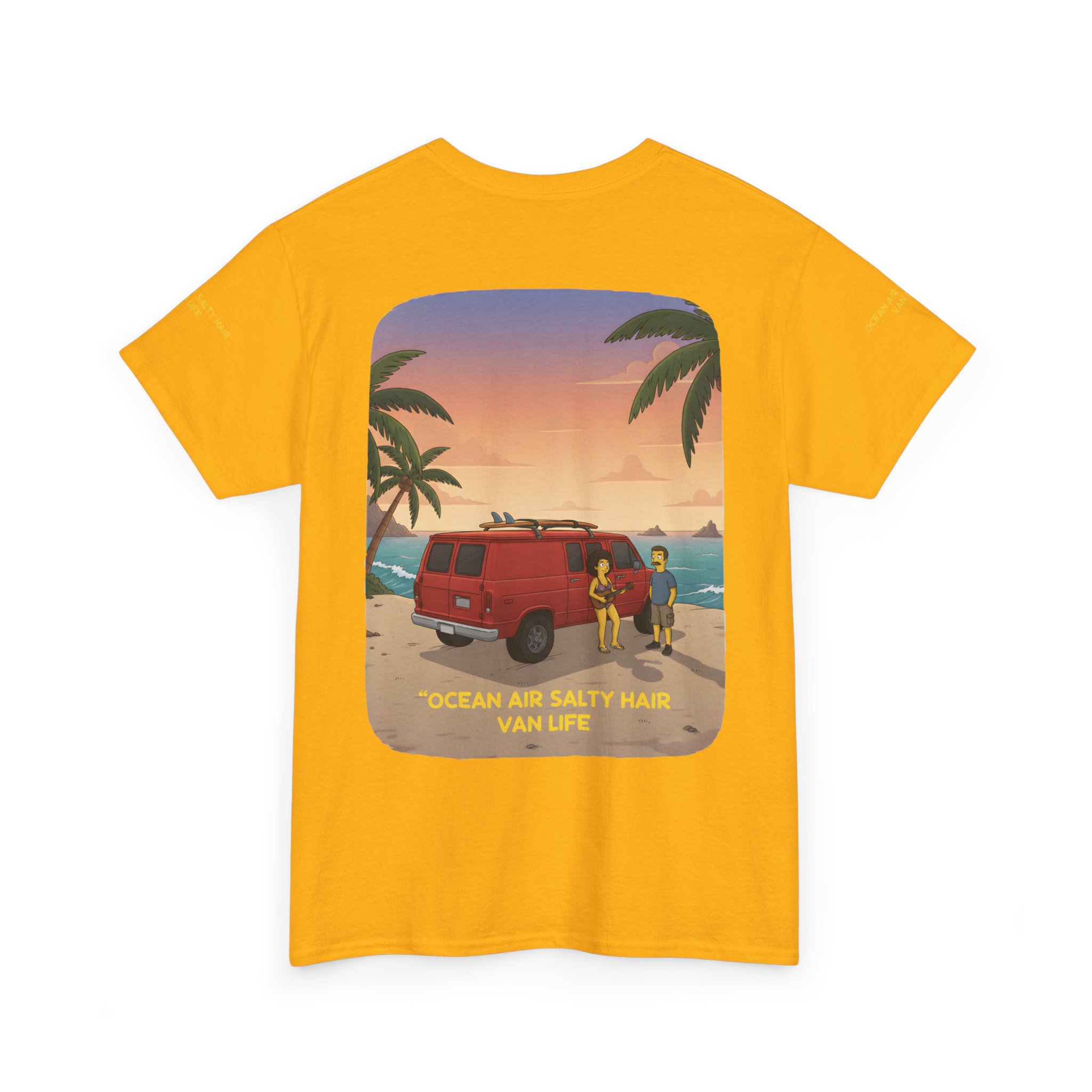 Unisex Heavy Cotton Tee — "Ocean Air Salty Hair Van Life" Design Sitcom-Line