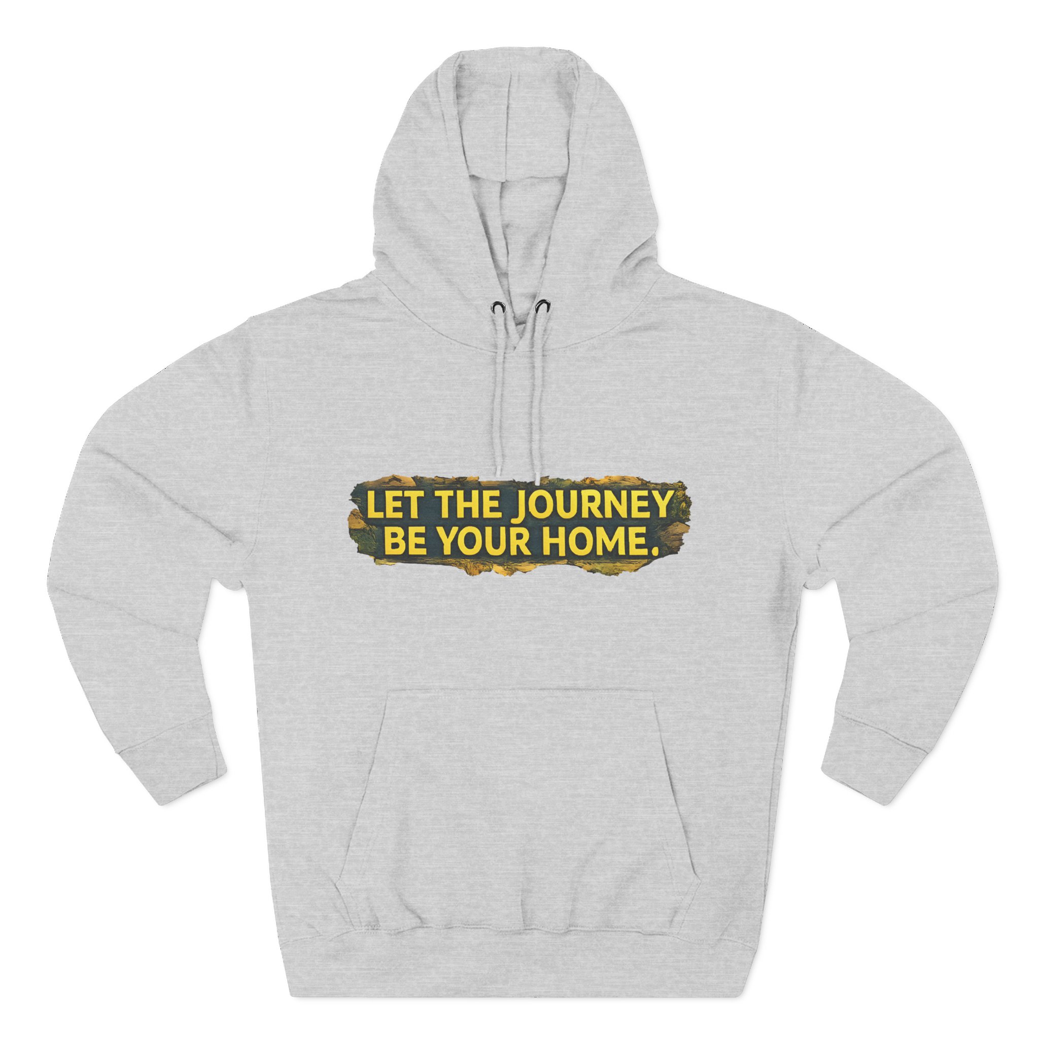 Three-Panel Fleece Hoodie - "Let The Journey Be Your Home" Design Cubic-Line
