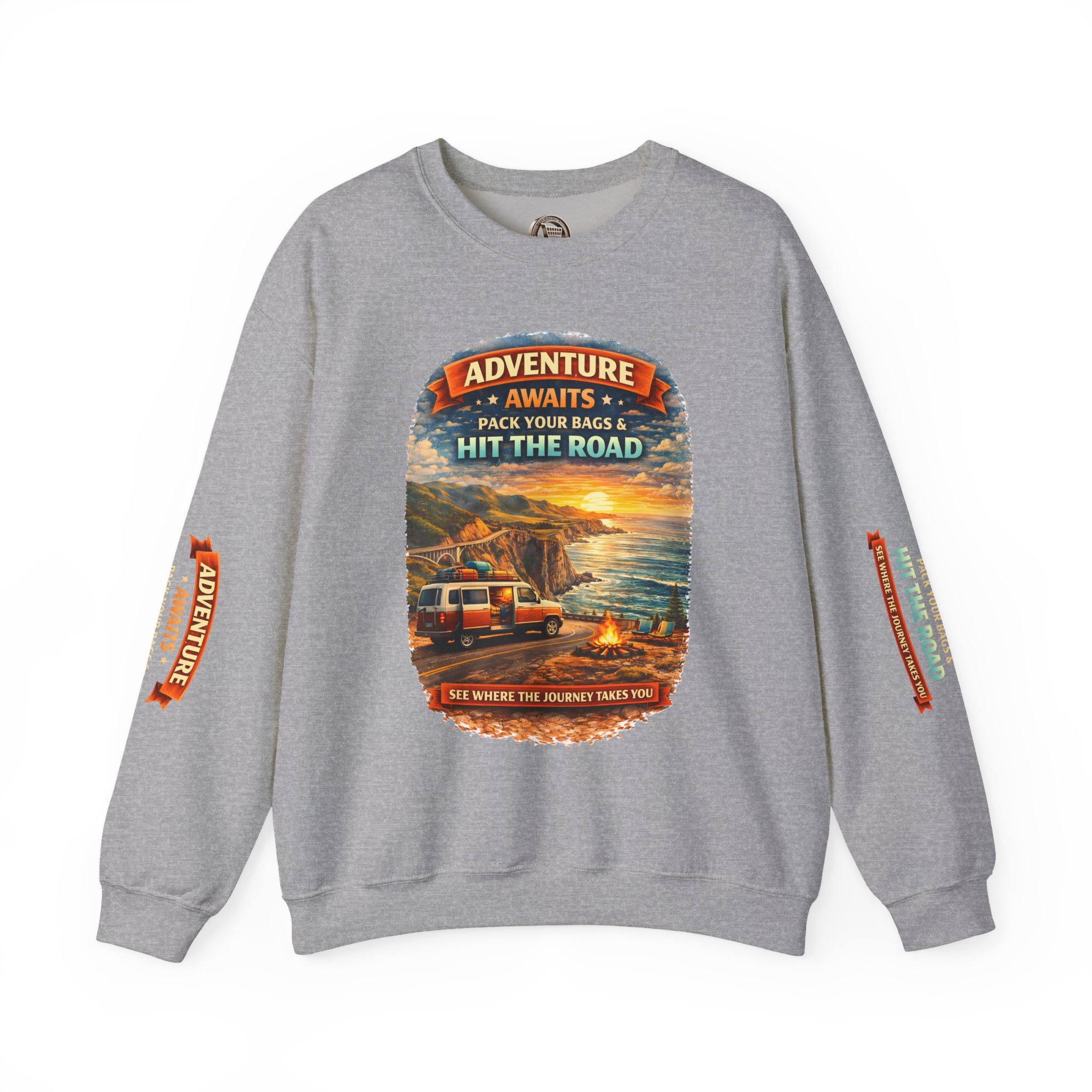 901928260631105517_2048.jpeg Unisex Heavy Blend™ Crewneck Sweatshirt — "Adventure Awaits-Pack Your Bags" Design Scenic-Line