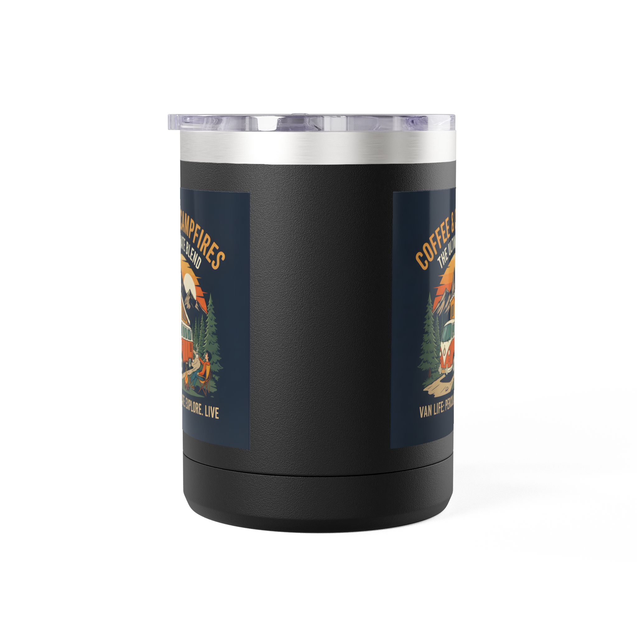 Coffee Mug Tumbler, 15oz — “Coffee & Campfires: The Ultimate Blend”