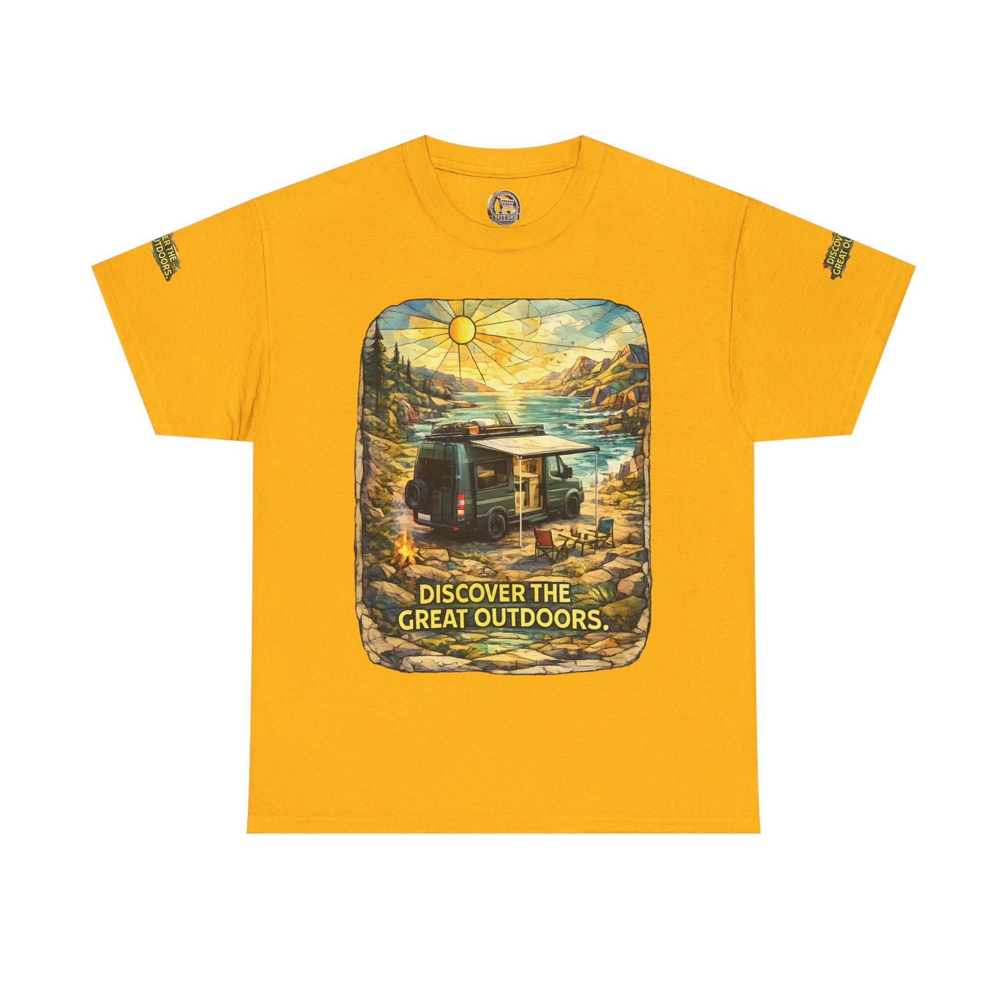 Unisex Heavy Cotton Tee — "Discover The Great Outdoors" Design Cubic-Line