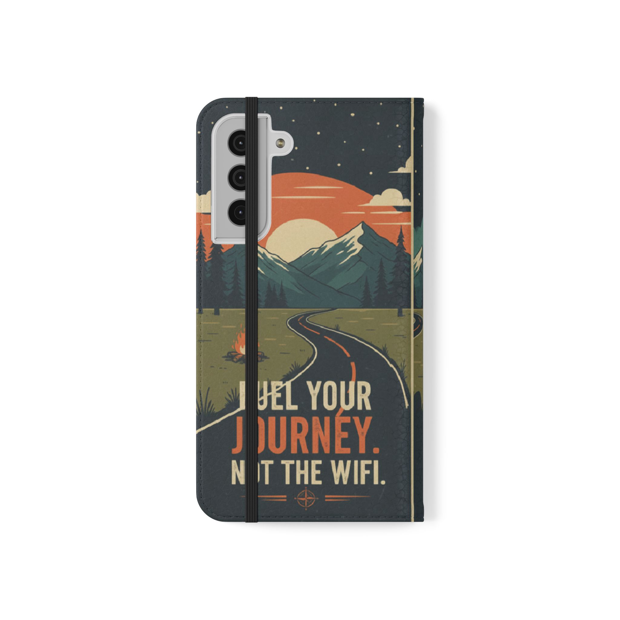 Flip Phone Case — "Fuel Your Journey, Not the Wifi" Wallet Cover