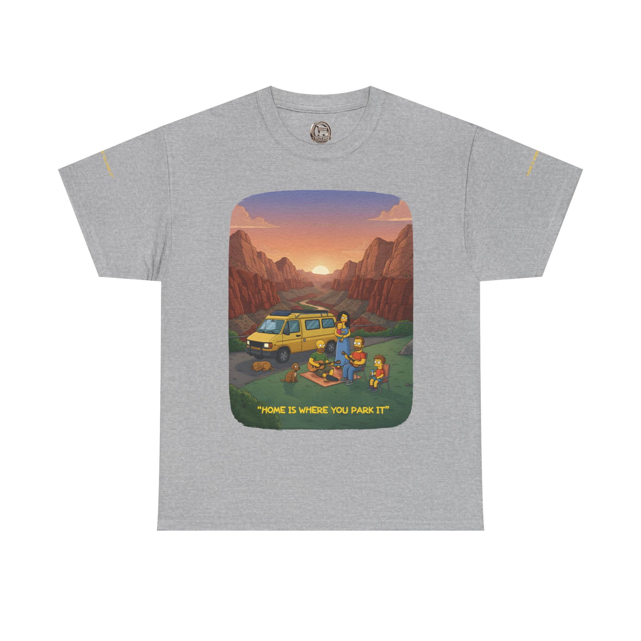 Unisex Heavy Cotton Tee — "Home Is Where You Park It" Design Sitcom-Line