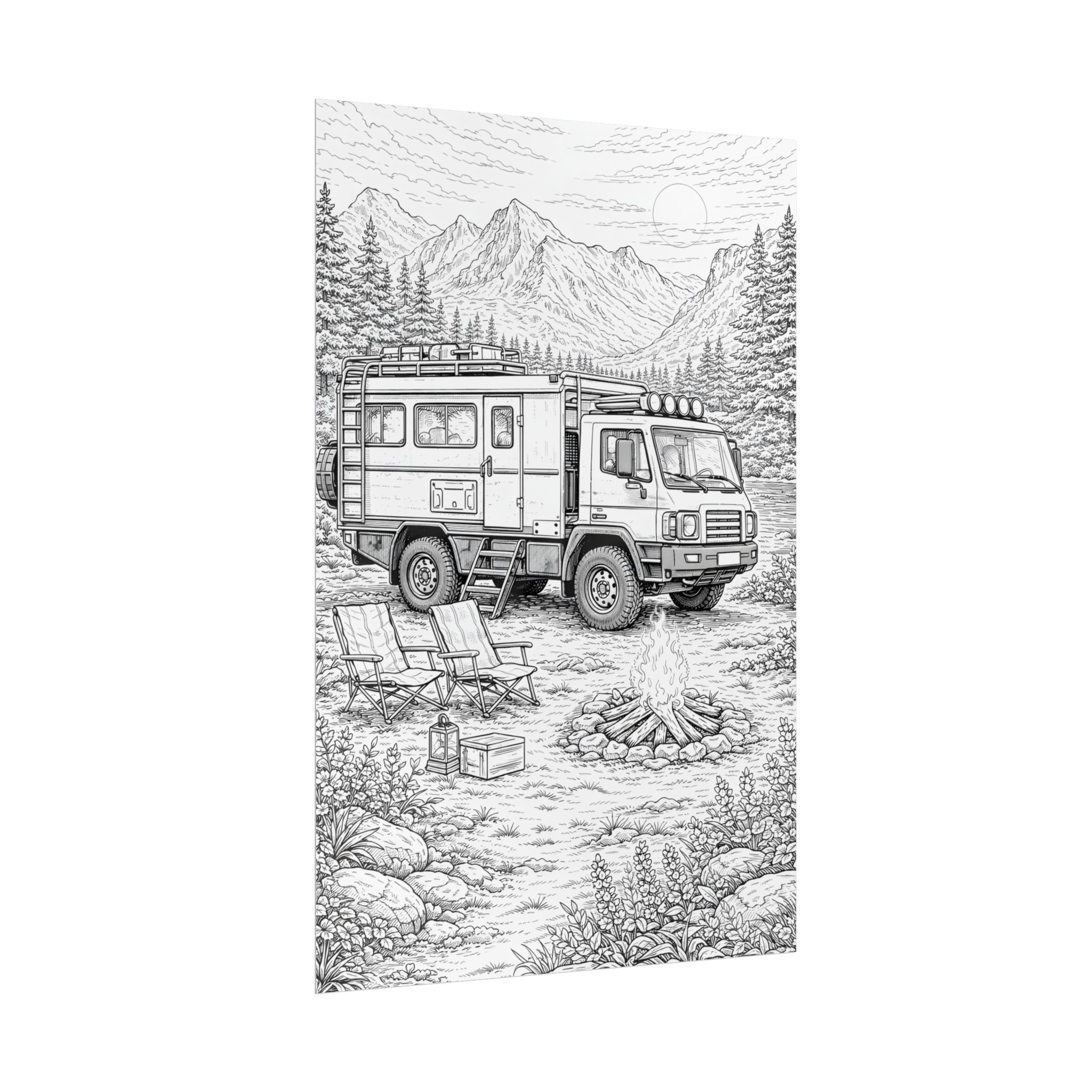 Campervan Poster — Vintage RV Camping Landscape Wall Art