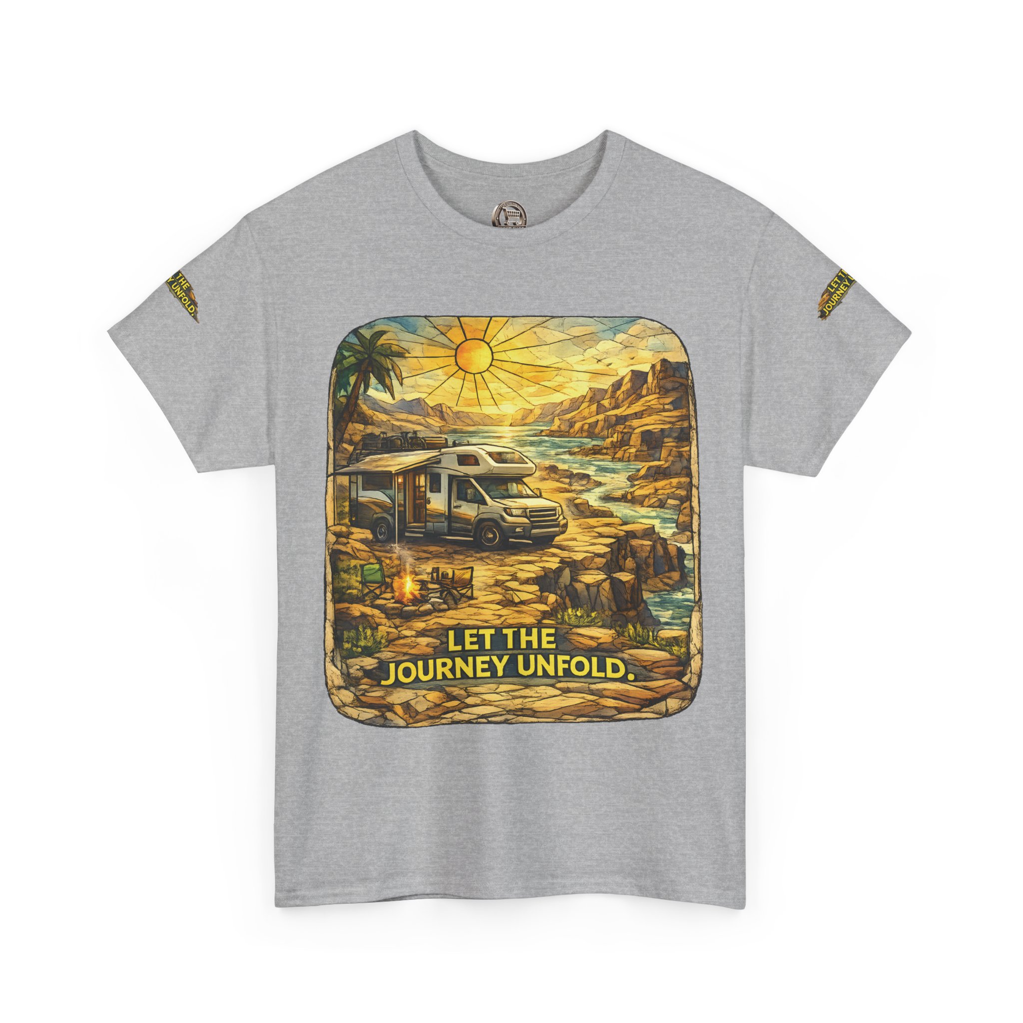 Unisex Heavy Cotton Tee — "Let The Journey Unfold" Design Cubic-Line