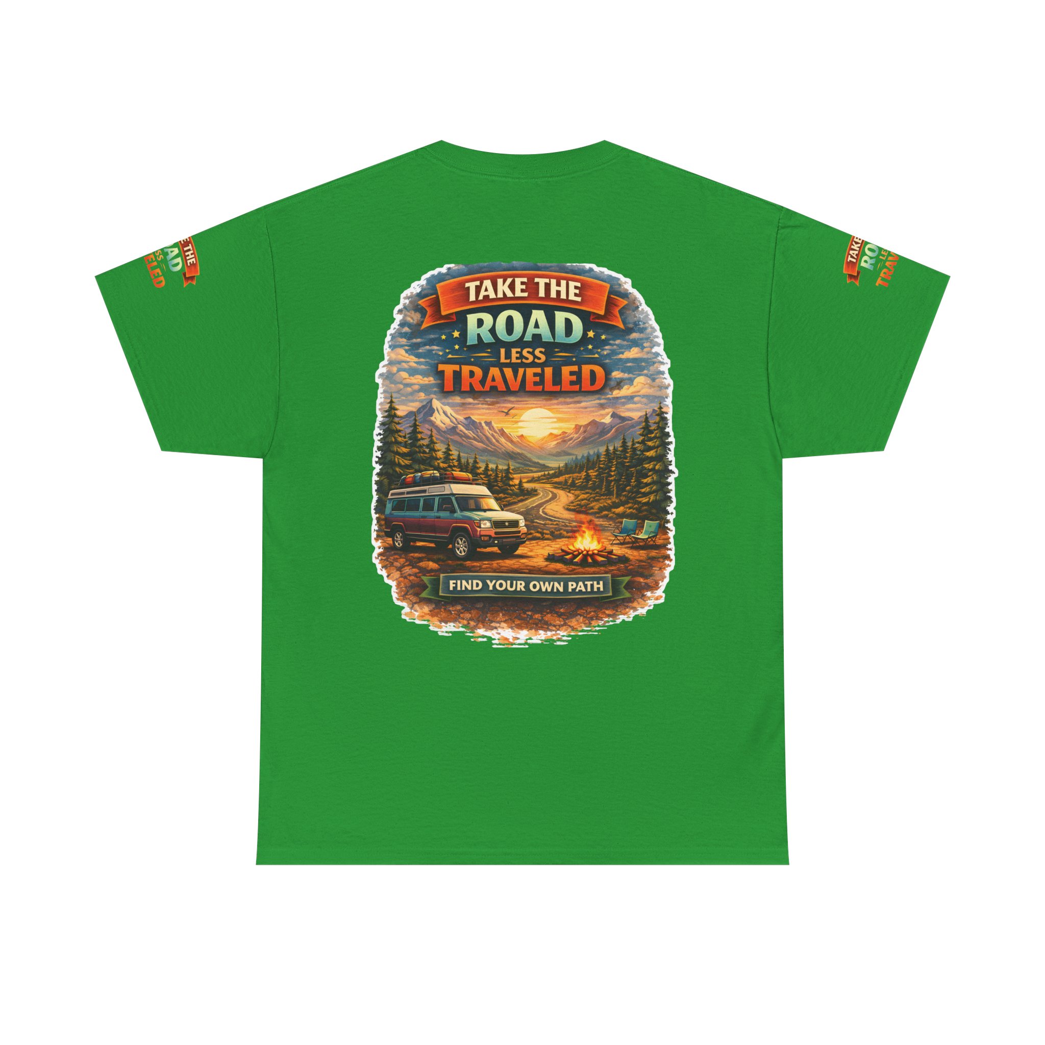 Unisex Heavy Cotton Tee — "Take The Road Less Traveled" Design Scenic-Line