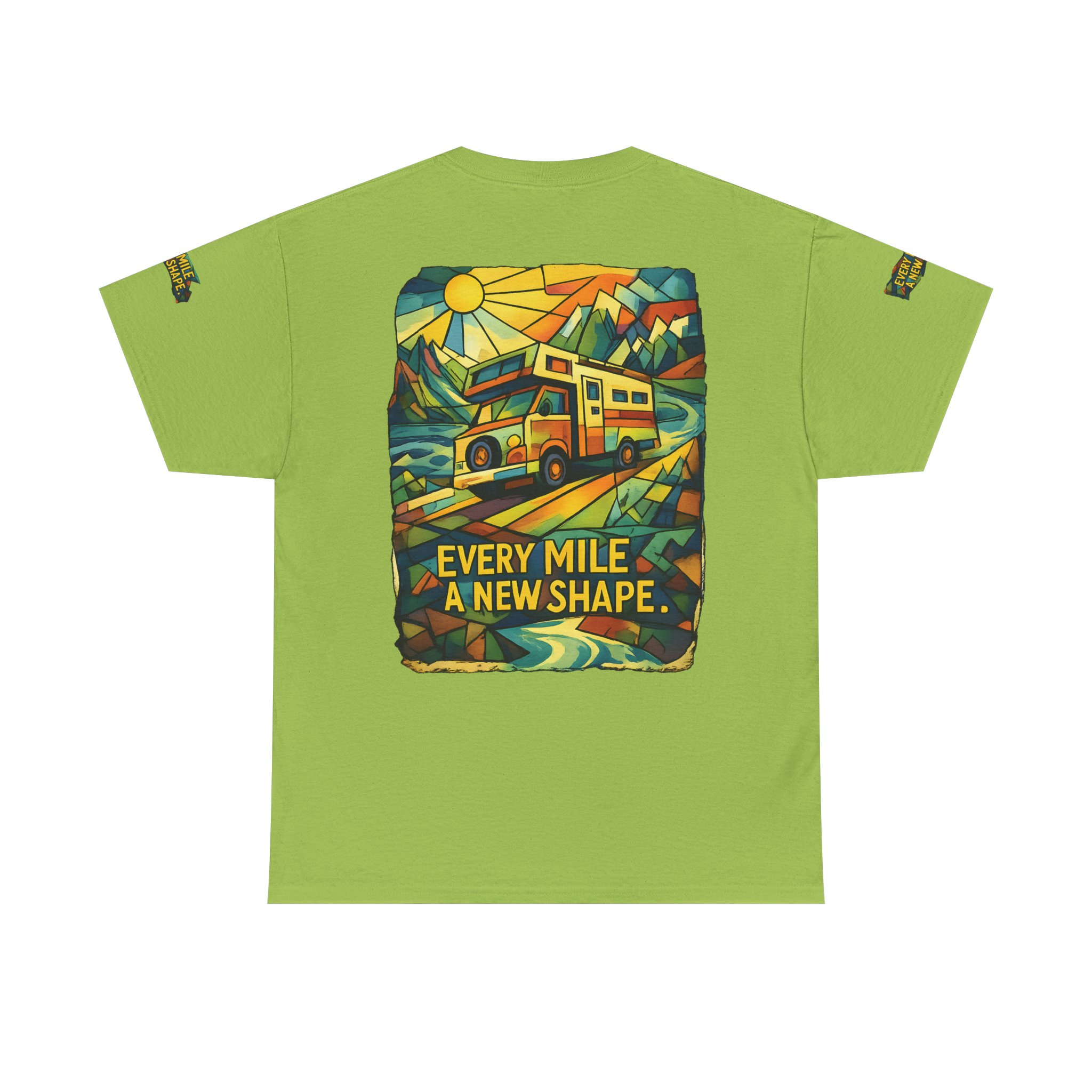 Unisex Heavy Cotton Tee — "Every Mile A New Shape" Design Cubic-Line