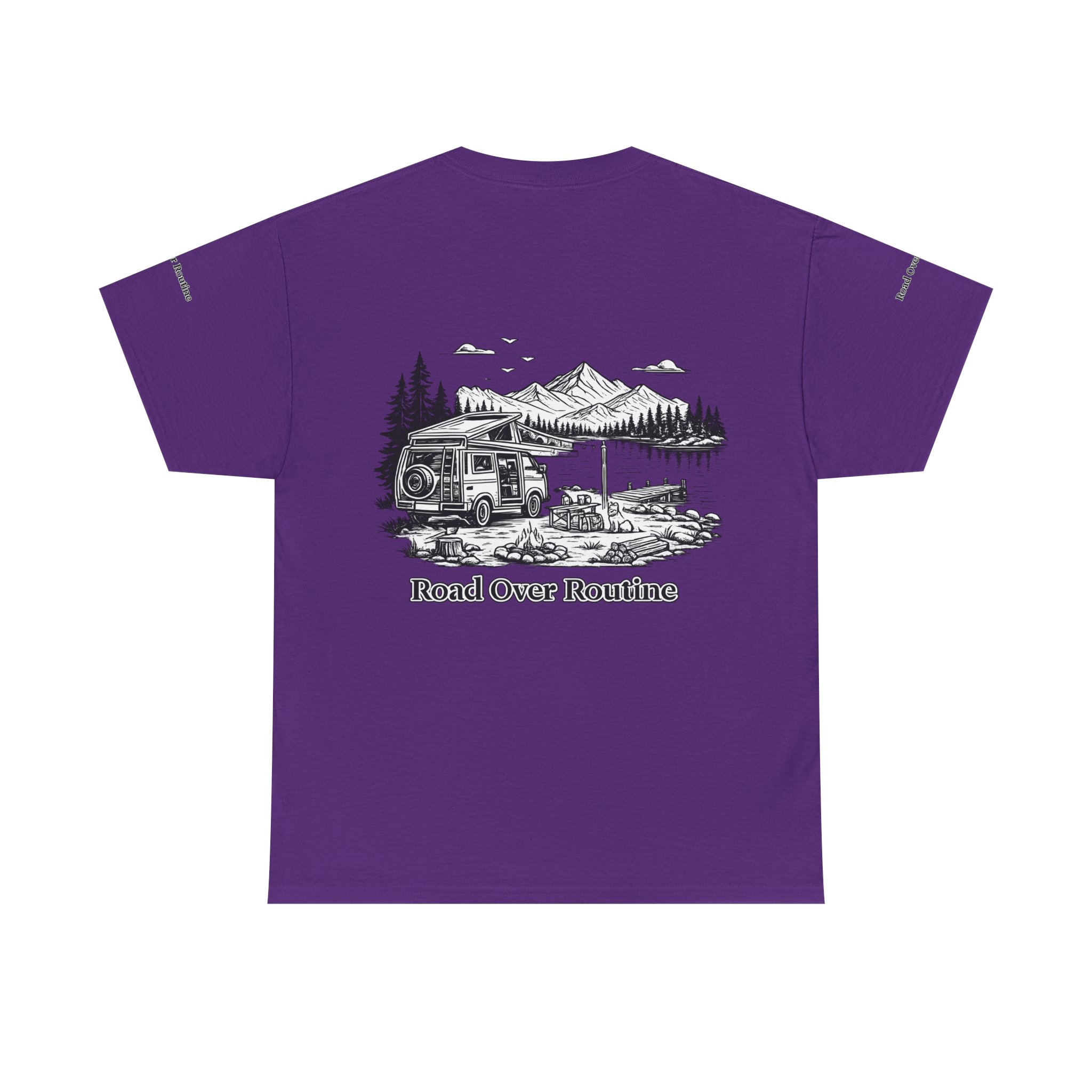 Unisex Heavy Cotton Tee — "Road Over Routine" Design Minimal-Line