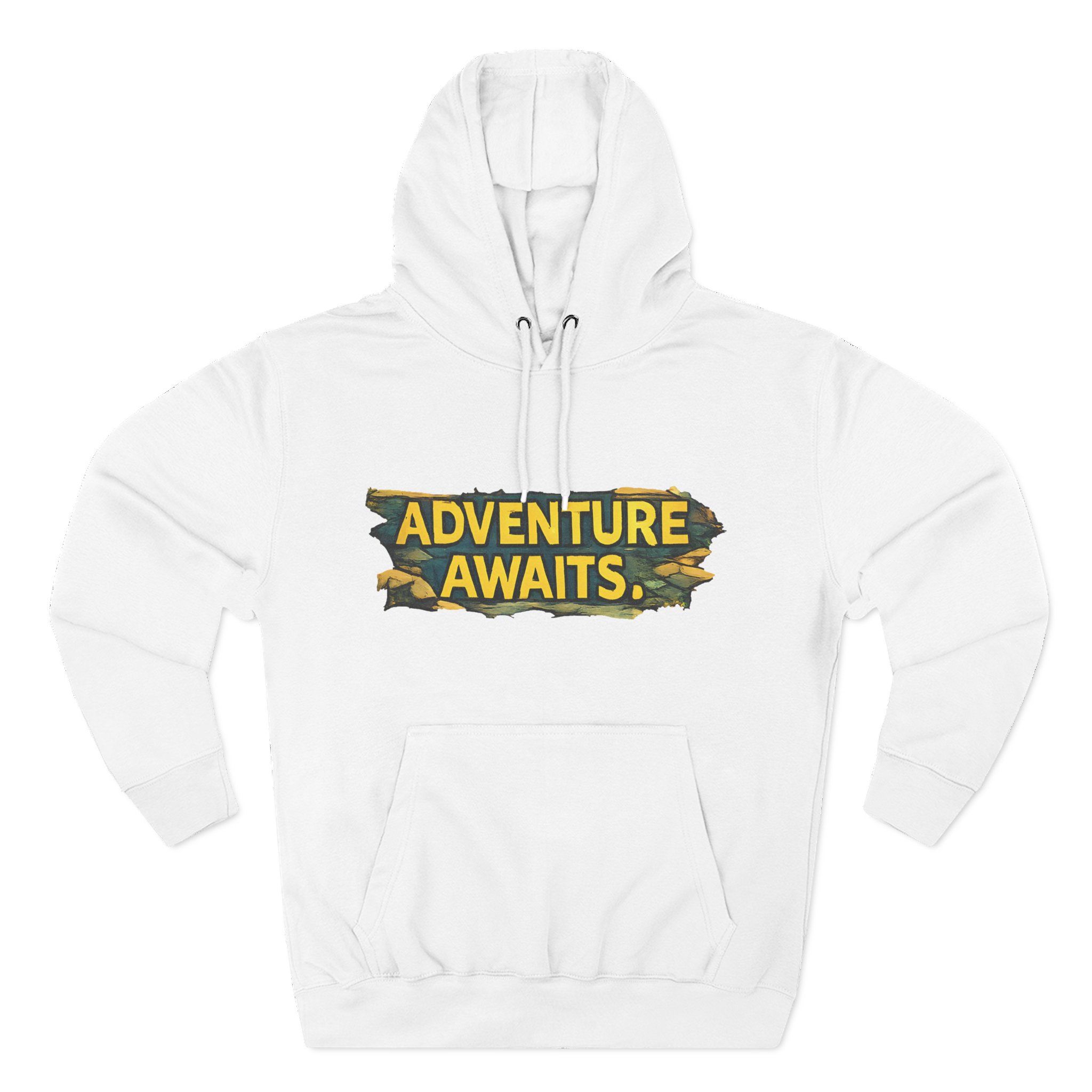 Three-Panel Fleece Hoodie - "Adventure Awaits" Design Cubic-Line
